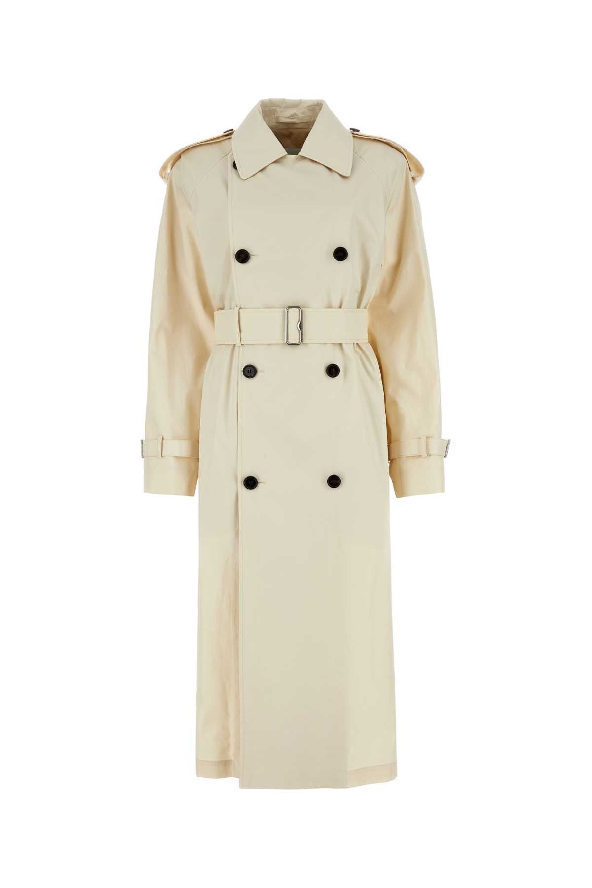 image of Burberry Ivory Gabardine Trench Coat in White, Women's (Size XS)