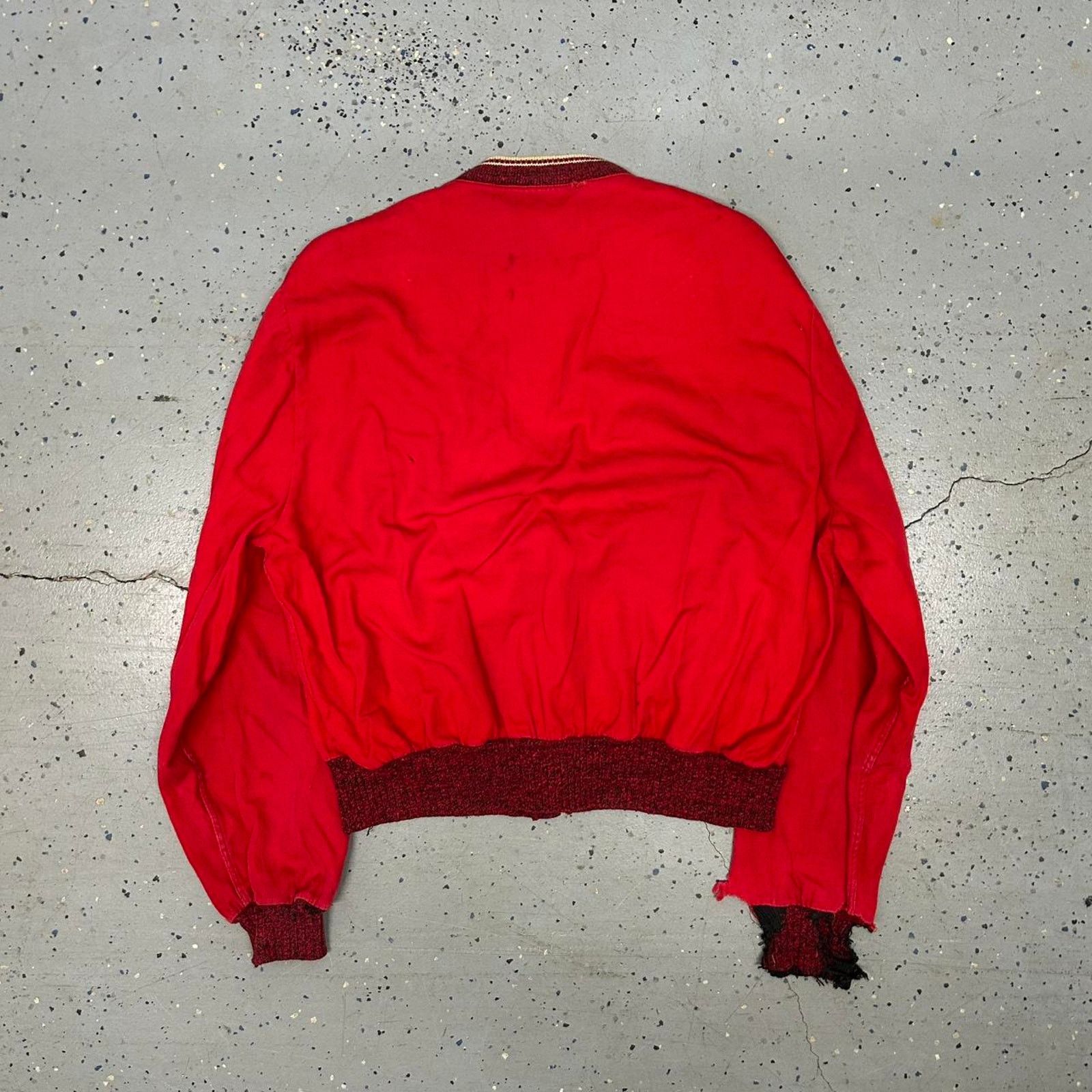 Other VTG 50s Distress/Thrash Red/burgundy buck skein cardigan Size US L / EU 52-54 / 3 - 8 Thumbnail
