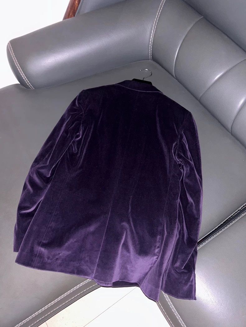 Saint Laurent Paris Saint Laurent 2015 SS Show Purple Velvet blazer 2504-Nextar Size 46R - 2 Thumbnail