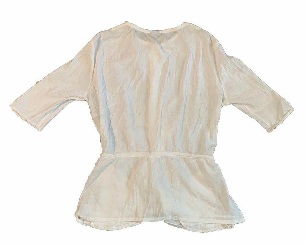 Designer Pre Owned White Hand Made Blouse L Size L / US 10 / IT 46 - 3 Thumbnail