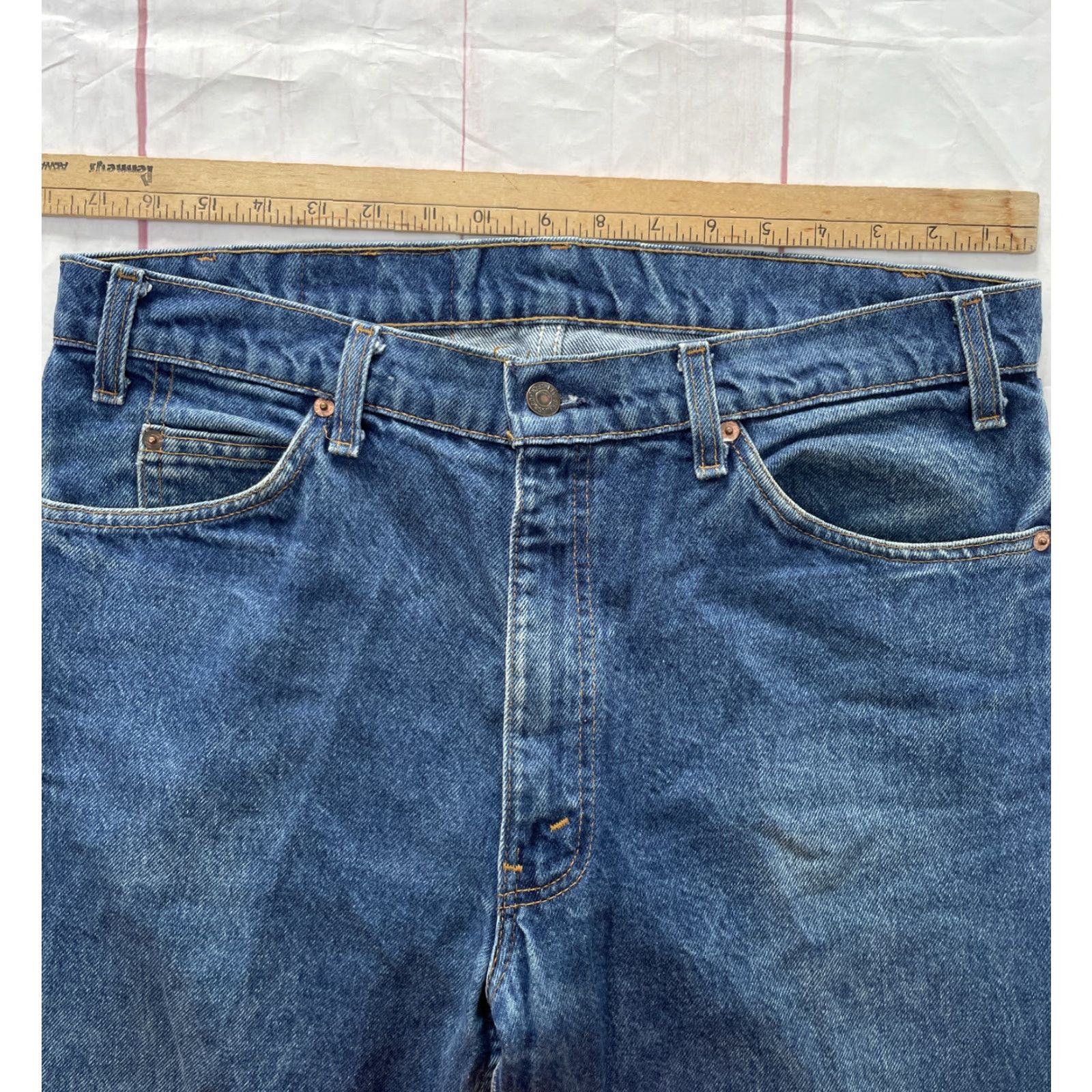 Levi's VINTAGE Levi's 505 Orange Tab Denim Blue Jeans 36x31 Men USA Distressed Size US 36 / EU 52 - 4 Thumbnail