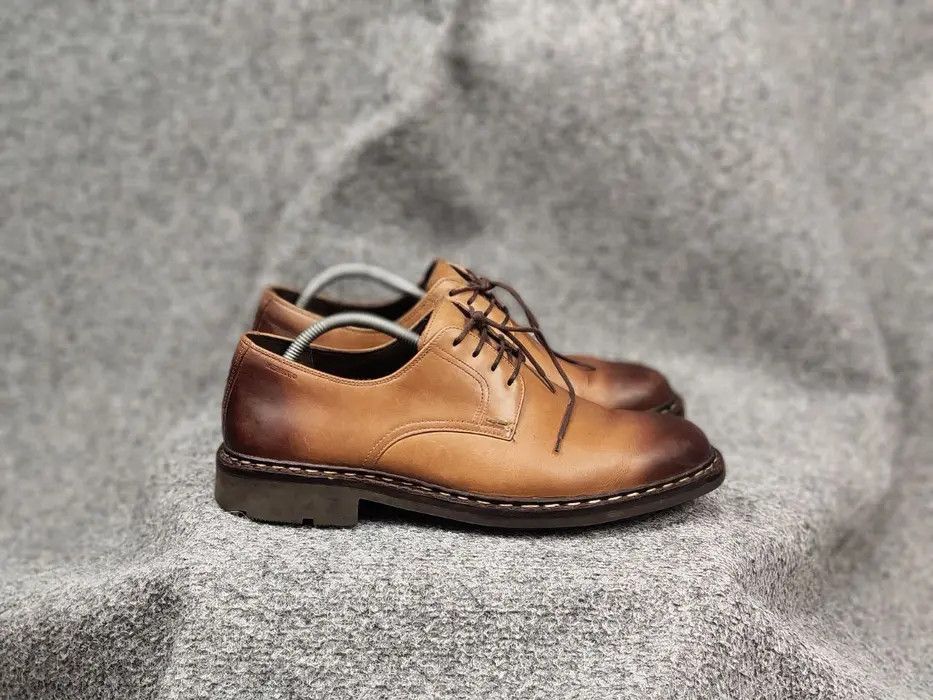 image of Designer Mephisto Design Faded Brown Derby Classic Mens Lace Up Shoes in Beige Brown (Size 11)