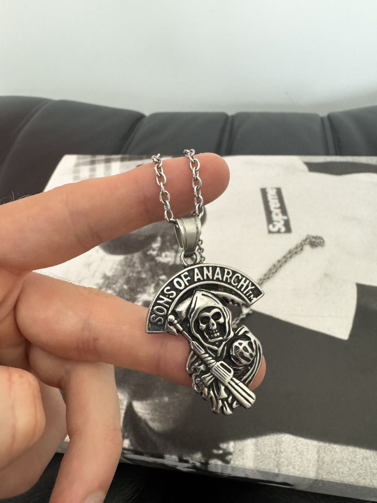 Vintage Sons Of Anarchy Vintage Necklace Chain Avant Garde Skeleton Size ONE SIZE - 2 Thumbnail