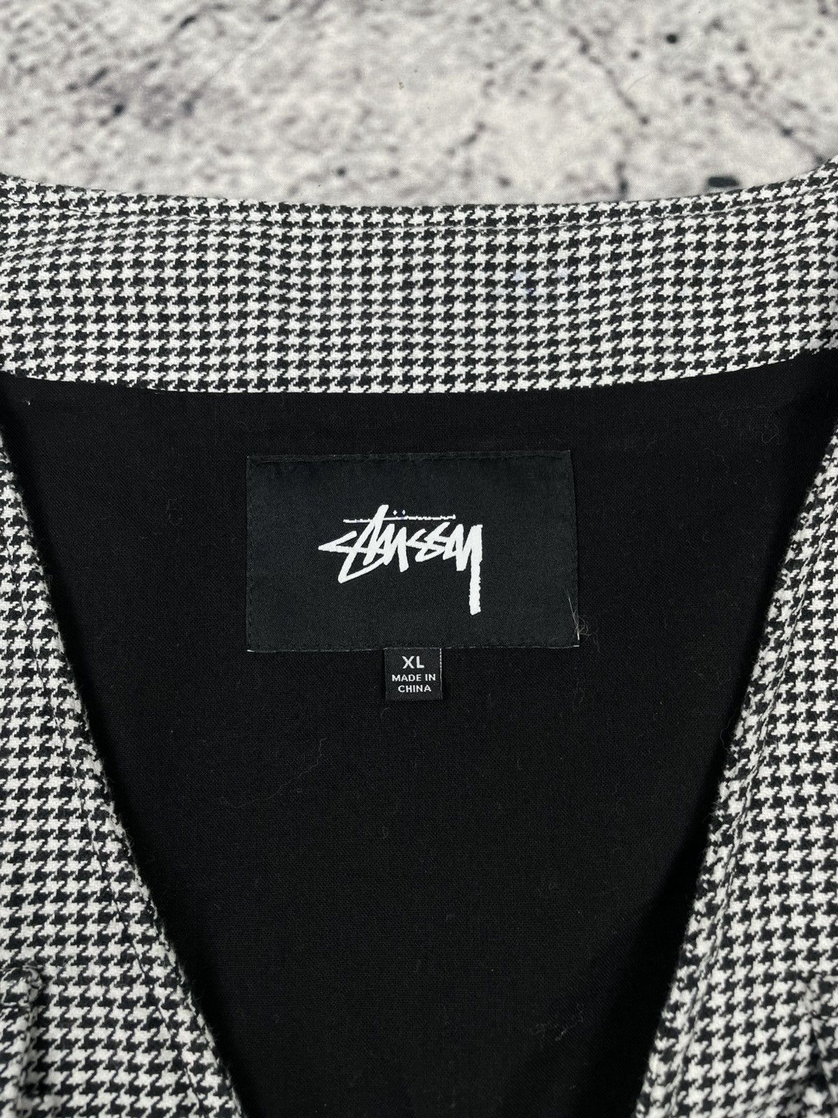 Stussy Stüssy XL Denim Vest White Black Checked Y2K Skate Swag Size US XL / EU 56 / 4 - 3 Thumbnail