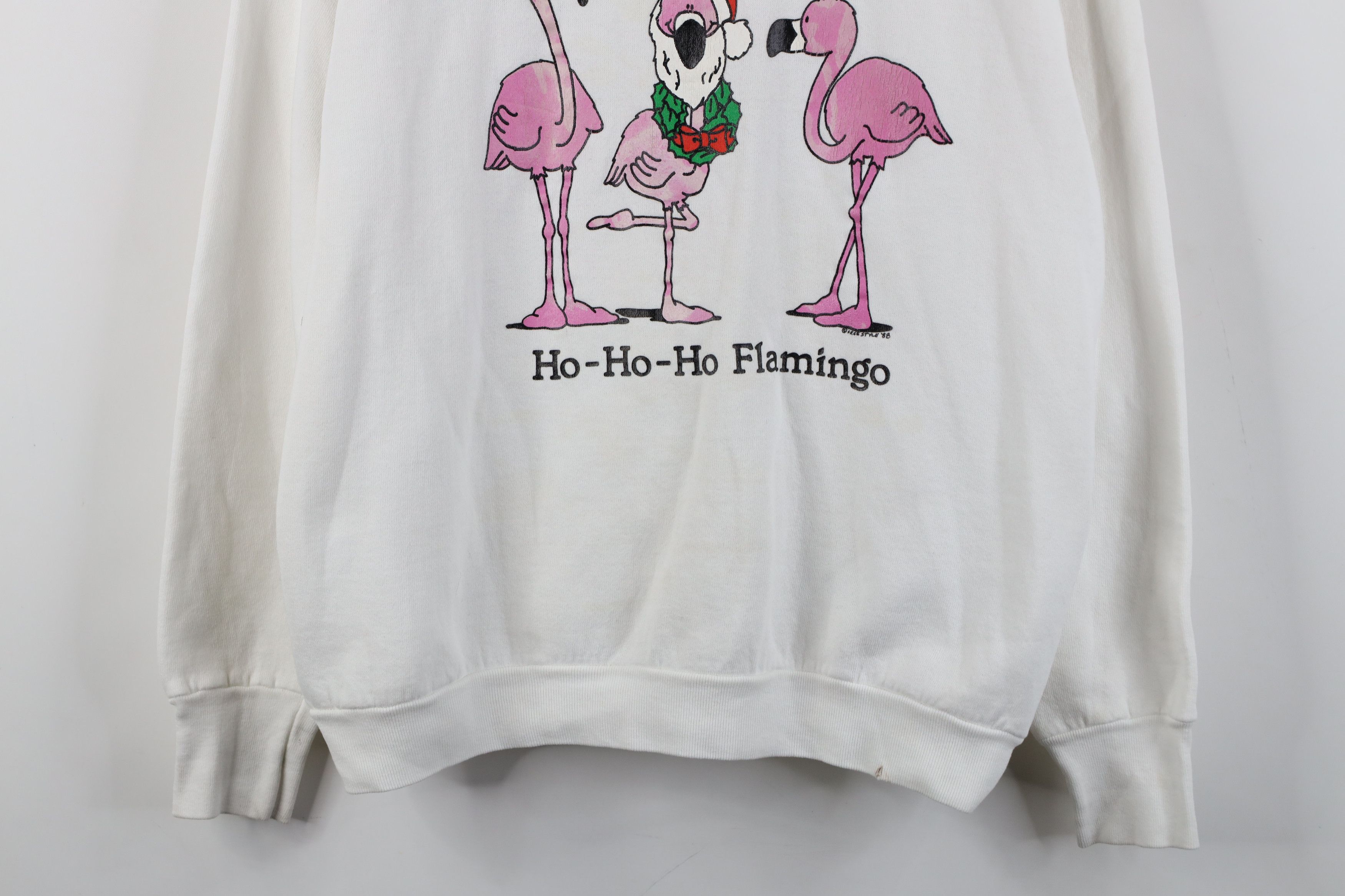 Vintage Vintage 80s Christmas Ho Ho Ho Flamingo Sweatshirt USA Size L / US 10 / IT 46 - 3 Thumbnail