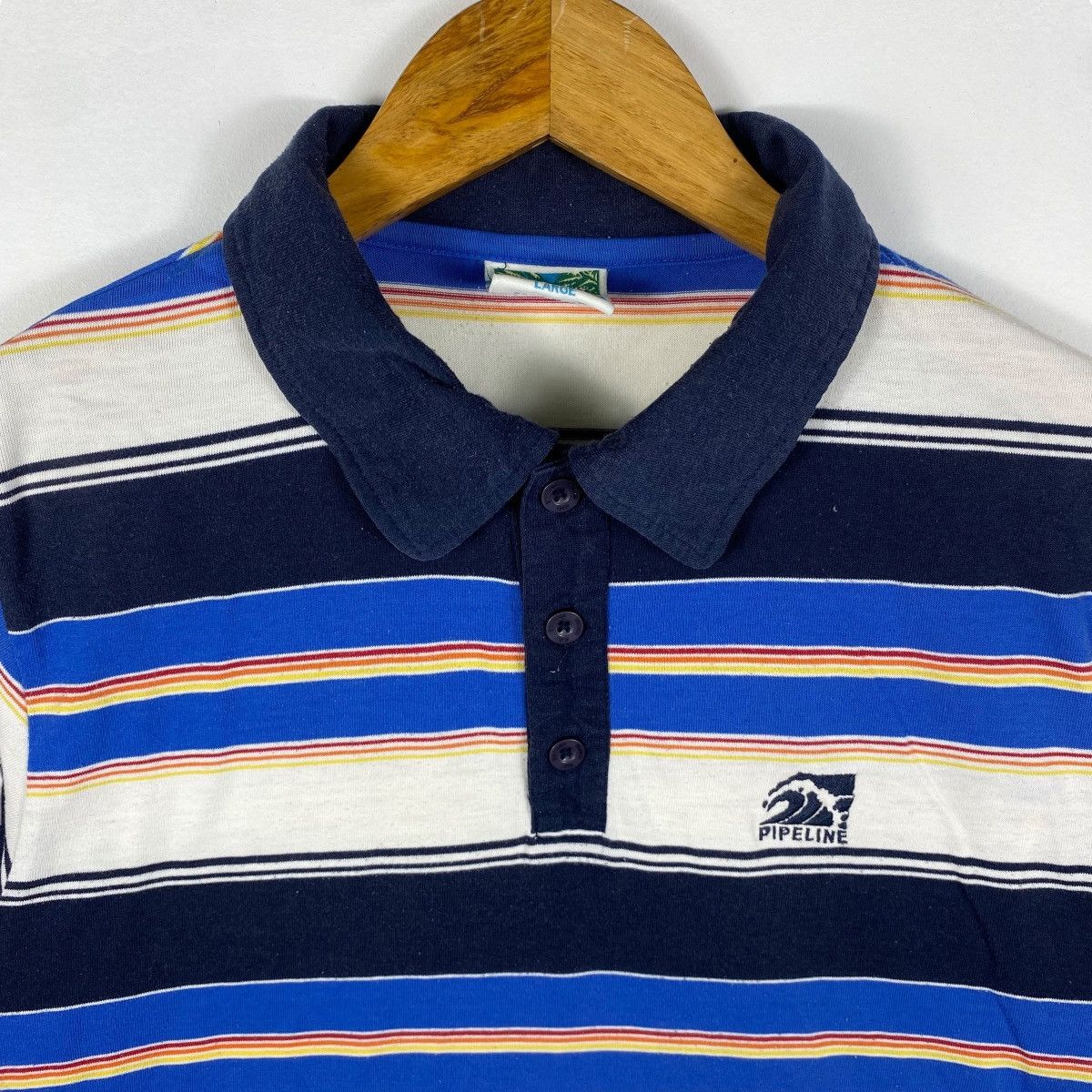Vintage Vintage 00's PIPELINE Surf Striped Polo Shirt Large Size Size US L / EU 52-54 / 3 - 2 Thumbnail