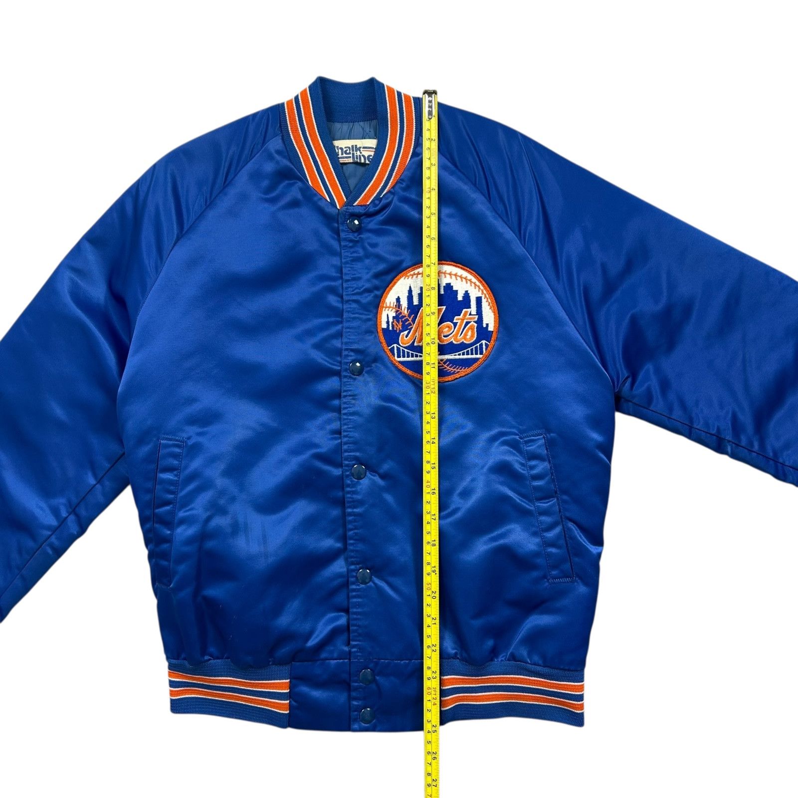 MLB VTG 90s NEW YORK METS CHALK LINE SATIN JACKET SPELL OUT Size US M / EU 48-50 / 2 - 9 Thumbnail