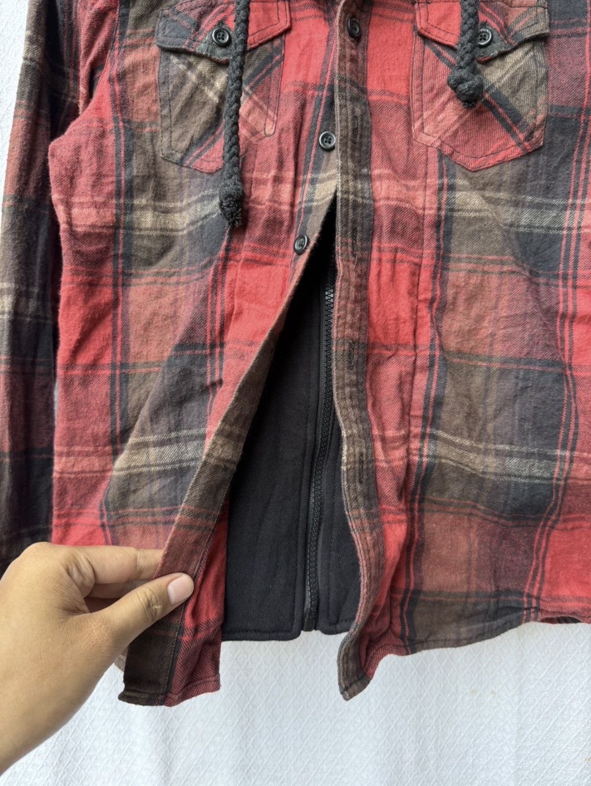 Hysteric Glamour Vintage Double Layer Hoodie Zip Button Shirt Size US M / EU 48-50 / 2 - 4 Thumbnail