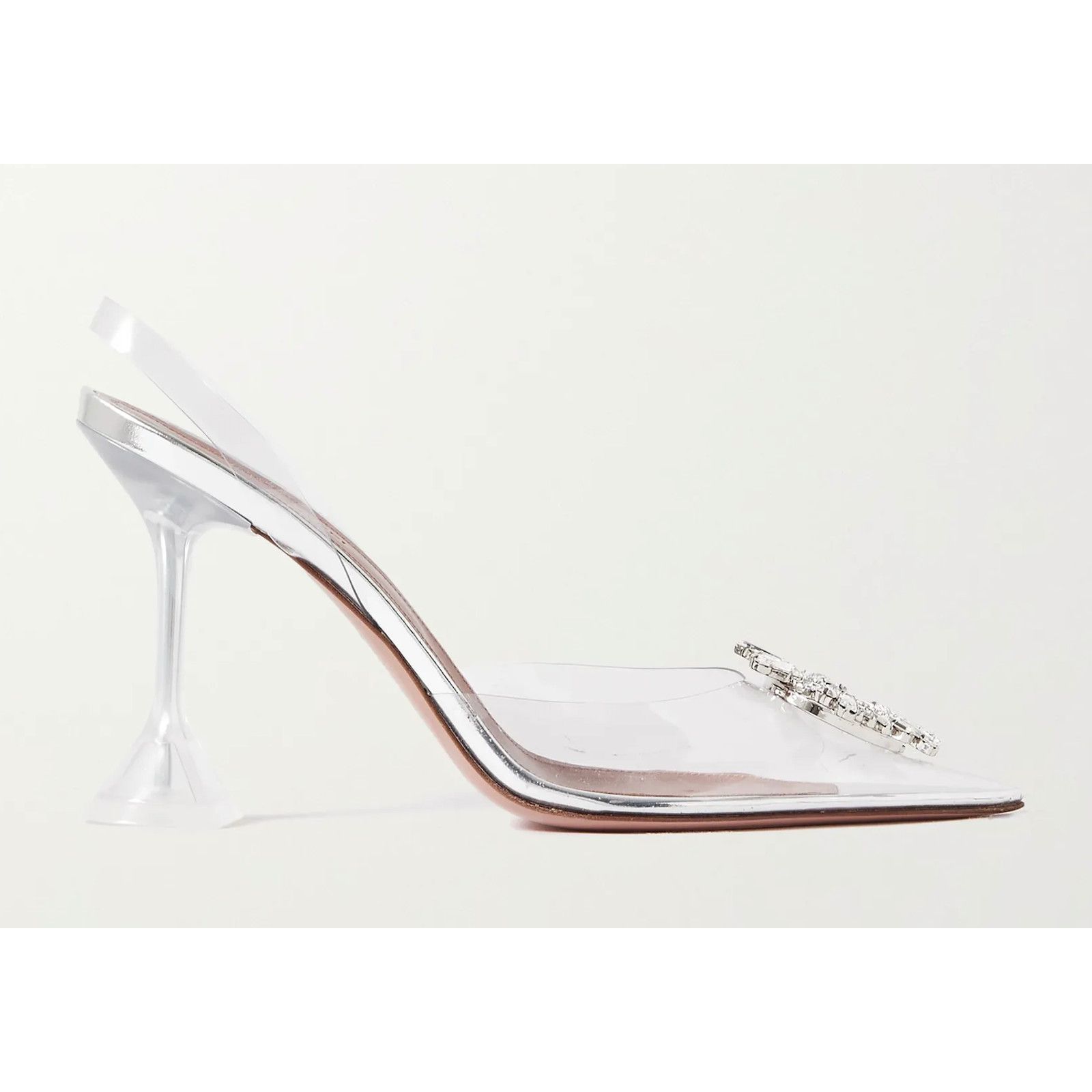 Amina Muaddi Begum Glass PVC Crystal Slingback Sandal Heel Pump 39.5 Size US 9.5 / IT 39.5 - 4 Thumbnail