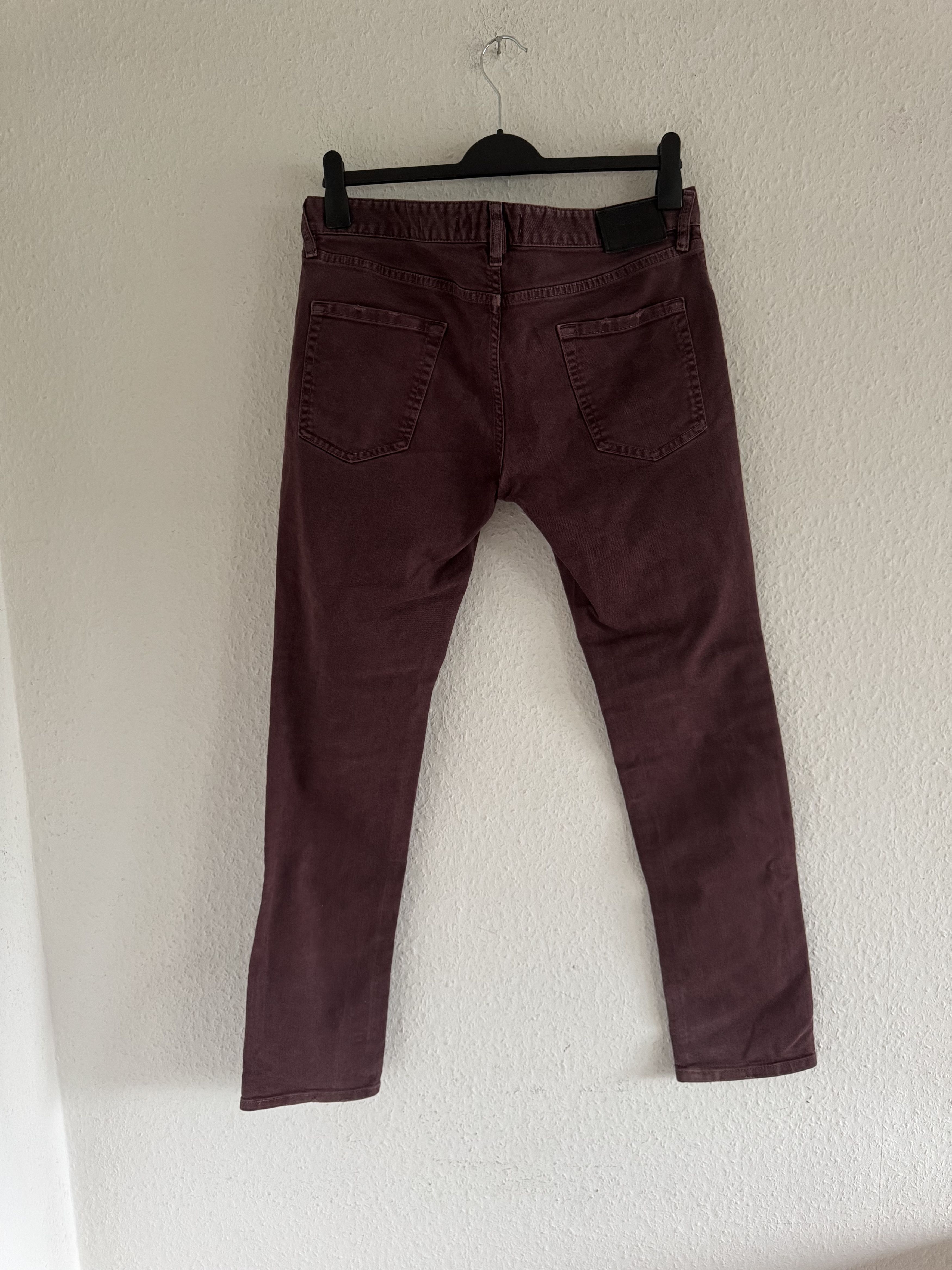 Just Cavalli Burgundy Distressed Slim Jeans Size US 33 - 11 Thumbnail
