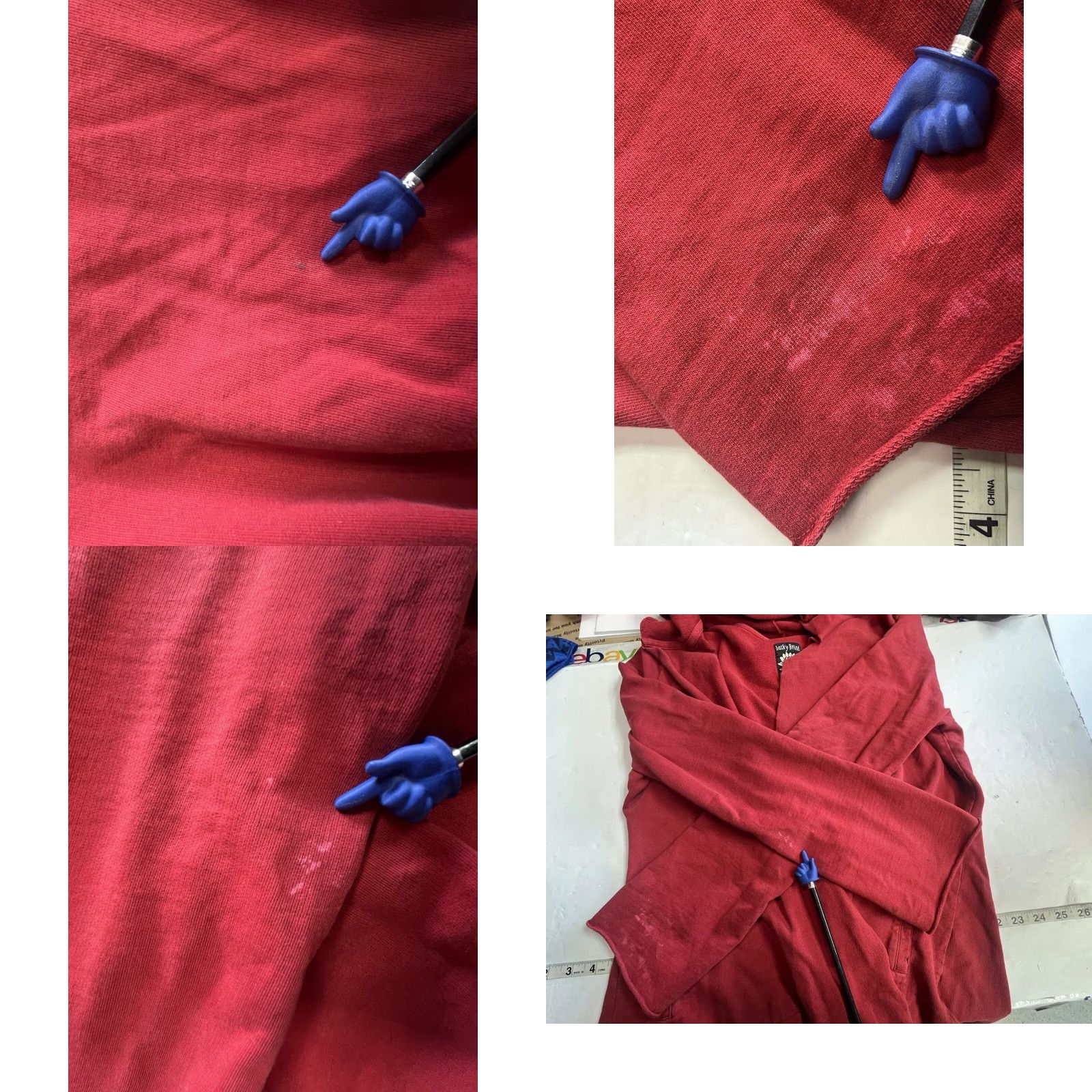 Lucky Brand Lucky Brand Red Belted Open Front Sweater Hooded Women L Satin Cotton See All Pics Size L / US 10 / IT 46 - 8 Thumbnail