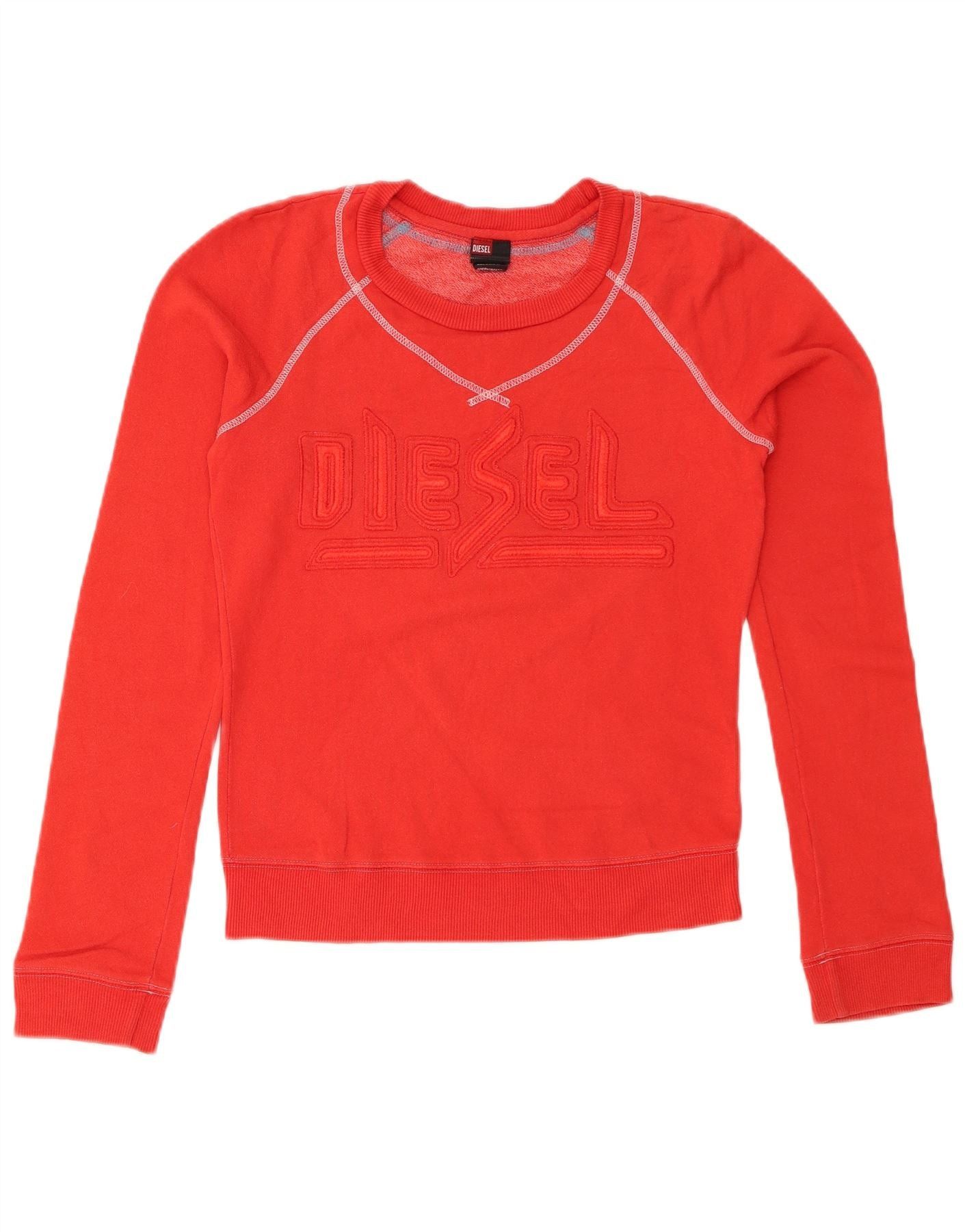 Diesel Womens Graphic Sweatshirt Jumper UK 10 Small Red Cotton Size XS / US 0-2 / IT 36-38 - 1 Thumbnail