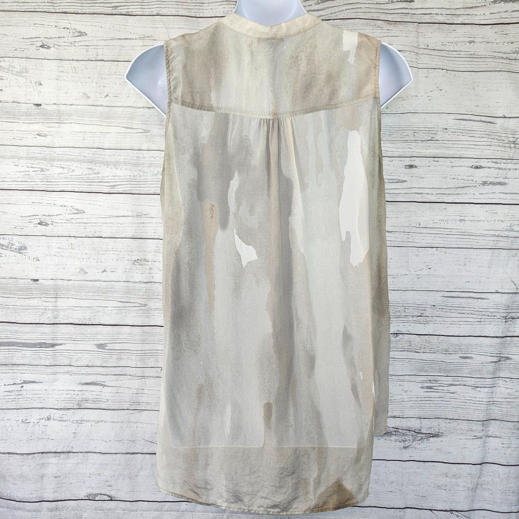 Eileen Fisher Eileen Fisher Silk Tunic Top 1X Womens Button Front Sleeveless Gray Brown Tunic Size XL / US 12-14 / IT 48-50 - 3 Thumbnail