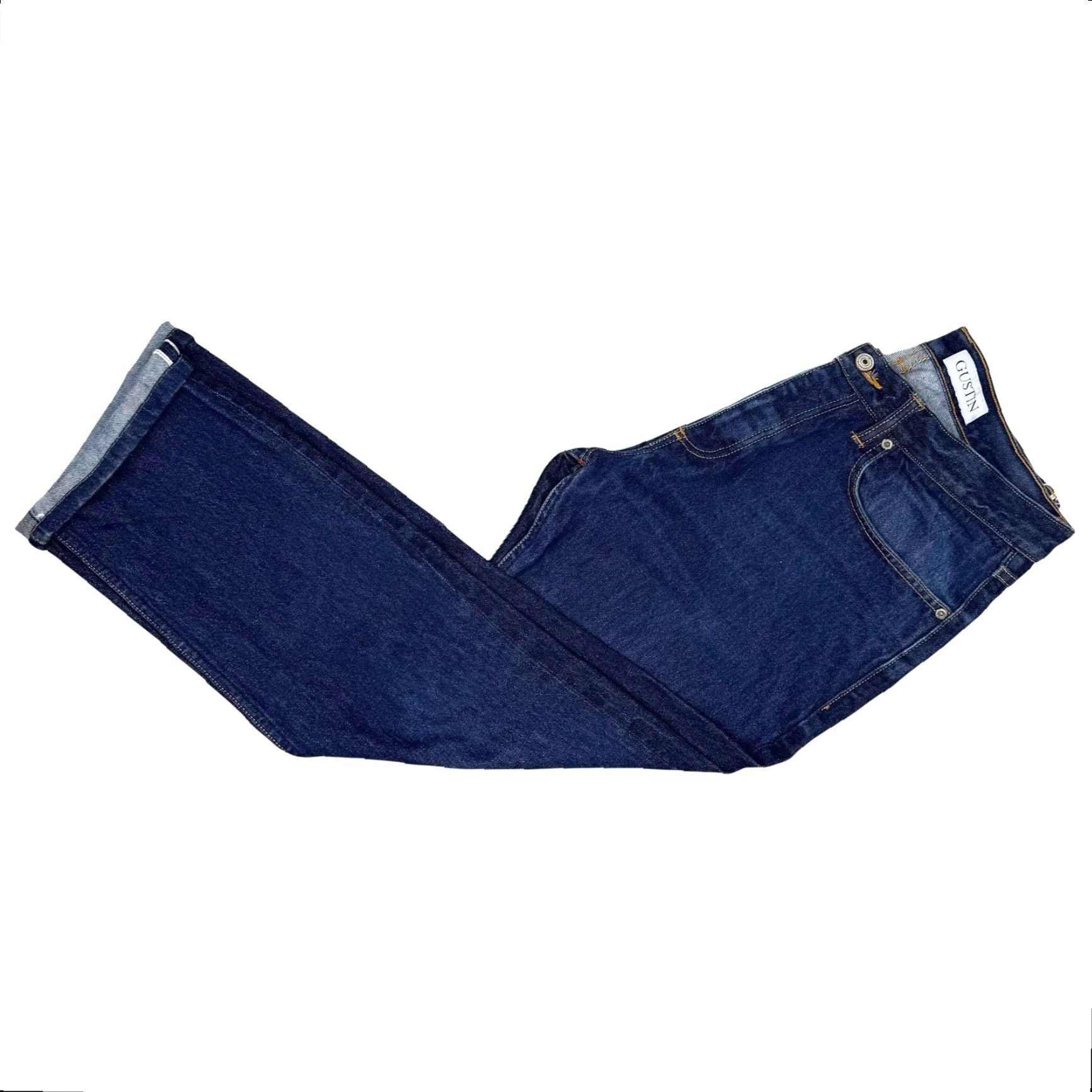 Gustin VINTAGE Gustin Jeans USA Straight 36 x 28 Men's Blue Denim 5-Pocket Cotton Regular Button 1990s Size US 36 / EU 52 - 2 Thumbnail