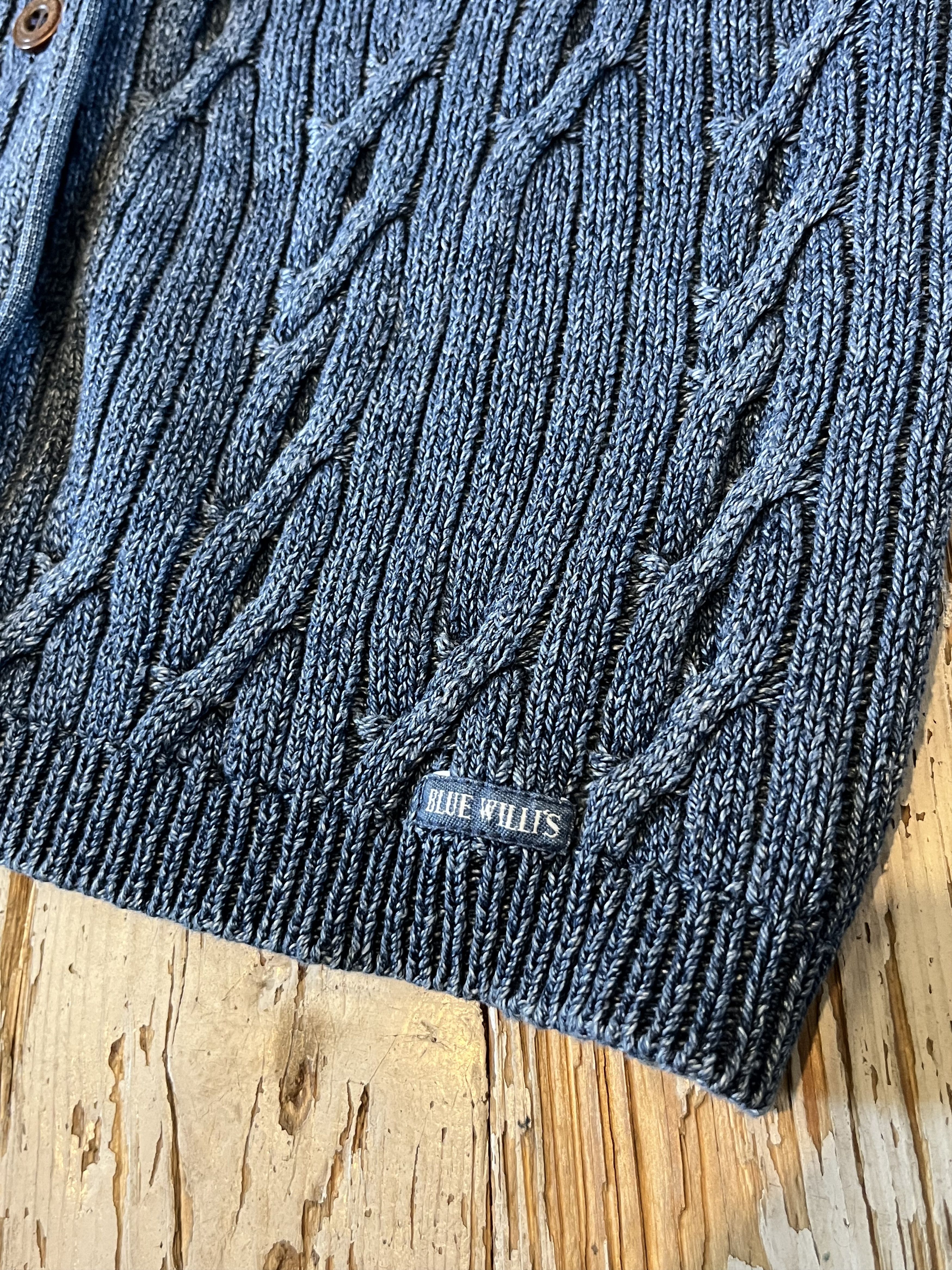 Aran Isles Knitwear × Vintage 90s Blue Willis Fisherman Chunky Knit Cardigan Size US M / EU 48-50 / 2 - 4 Thumbnail
