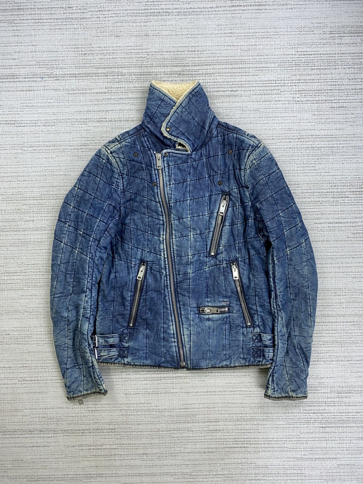 Diesel 🔥STEALS Diesel Industry Double Collar Sherpa Biker Jacket Size US M / EU 48-50 / 2 - 6 Thumbnail