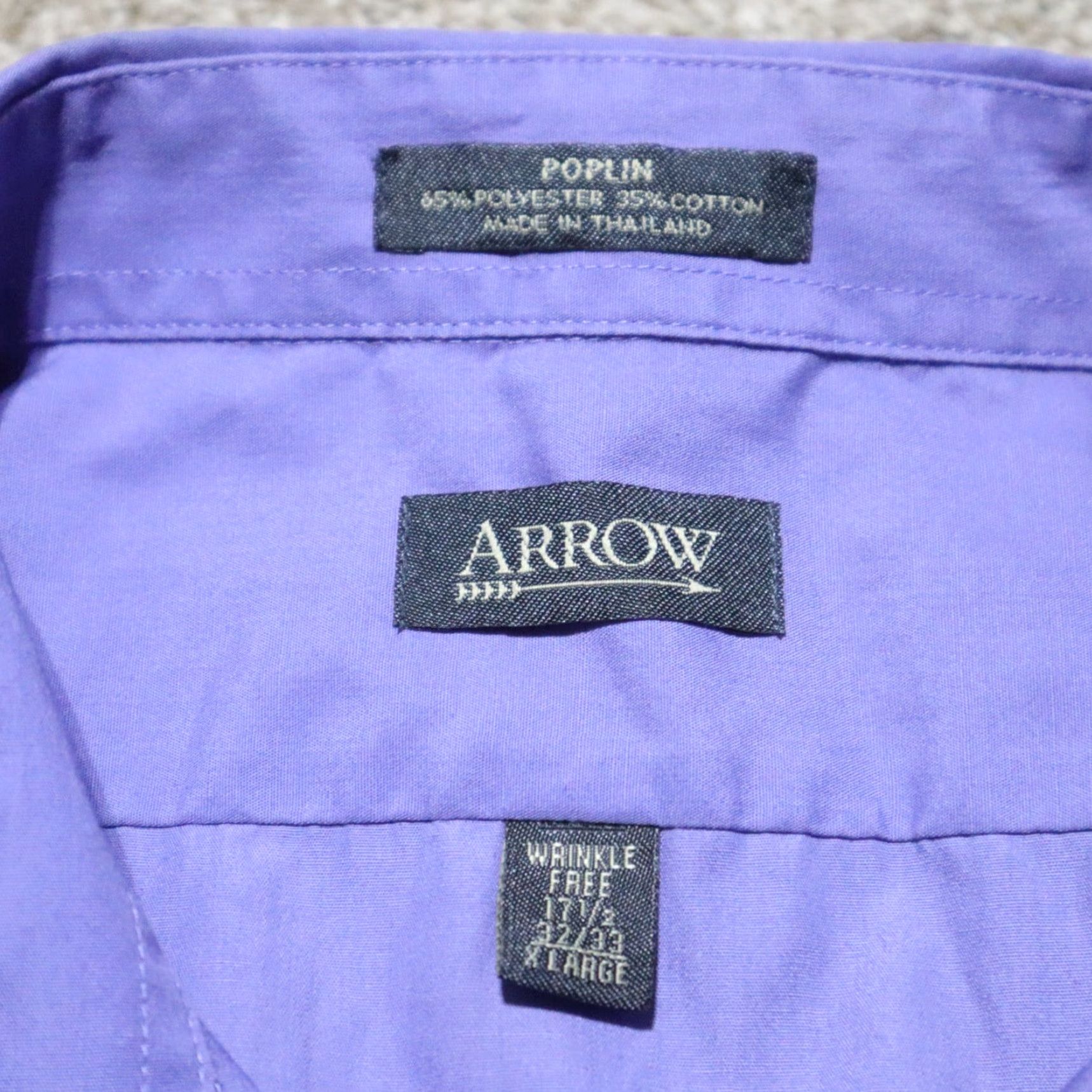 Arrow Arrow Shirt Men 17.5 Blue Long Sleeve Button-Down Solid Cotton Blend 171/2 17.5 32 / 33 Casual Size US XL / EU 56 / 4 - 3 Thumbnail