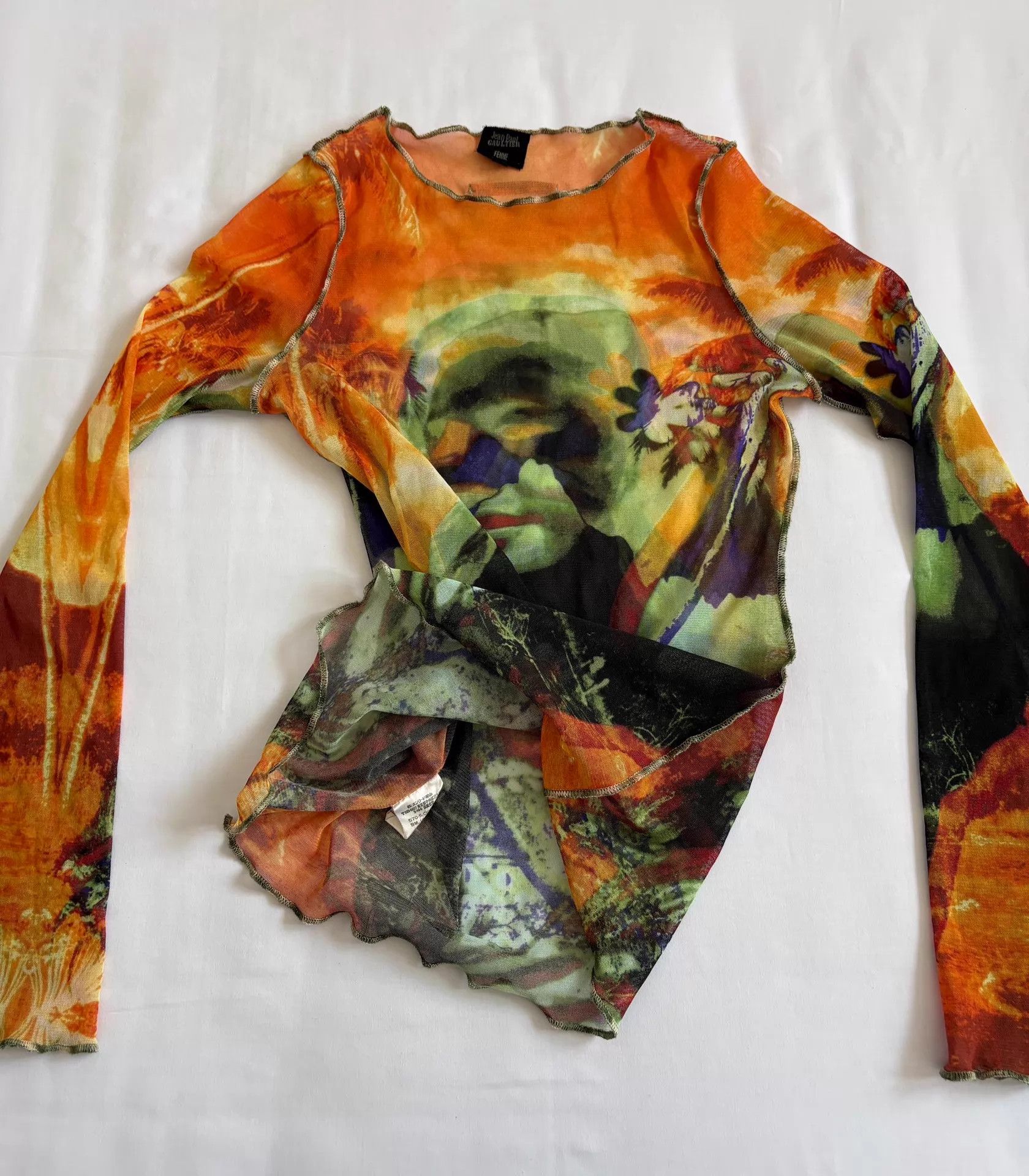 Jean Paul Gaultier JP Gaultier Vintage Sheer Floral Portrait Blouse Size S / US 4 / IT 40 - 4 Thumbnail