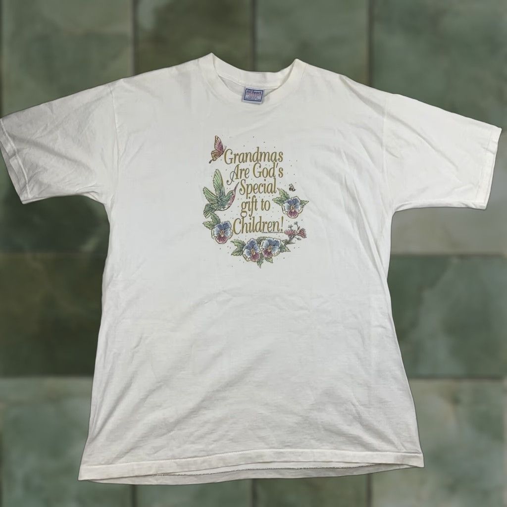 Vintage VINTAGE Grandma Shirt All Sport Shirt Adult XL White Flowers Birds Grandchildren God Jesus 90s Nature Mens Size US XL / EU 56 / 4 - 1 Thumbnail