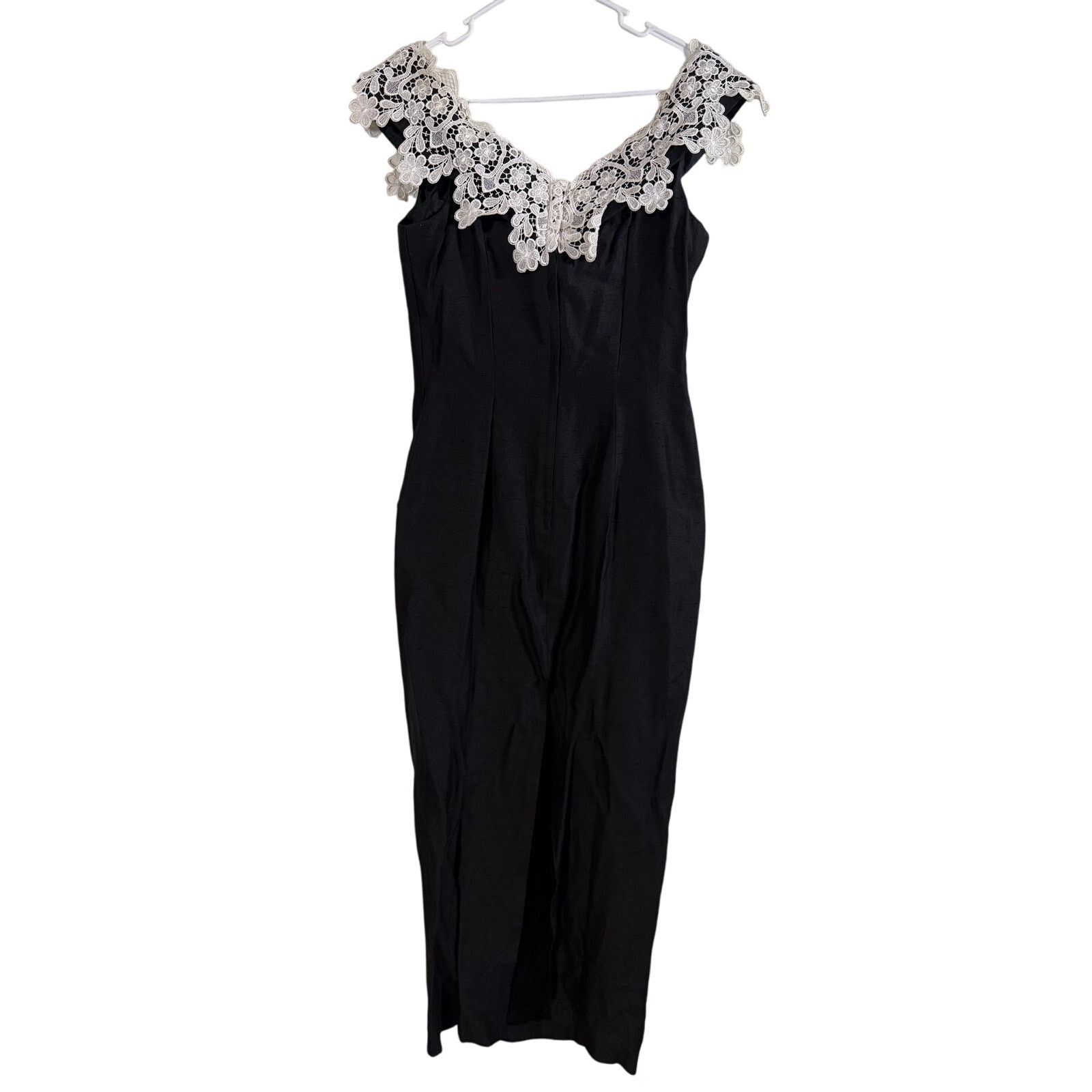 Vtg Jessica McClintock Style Off The Shoulder Black Dress