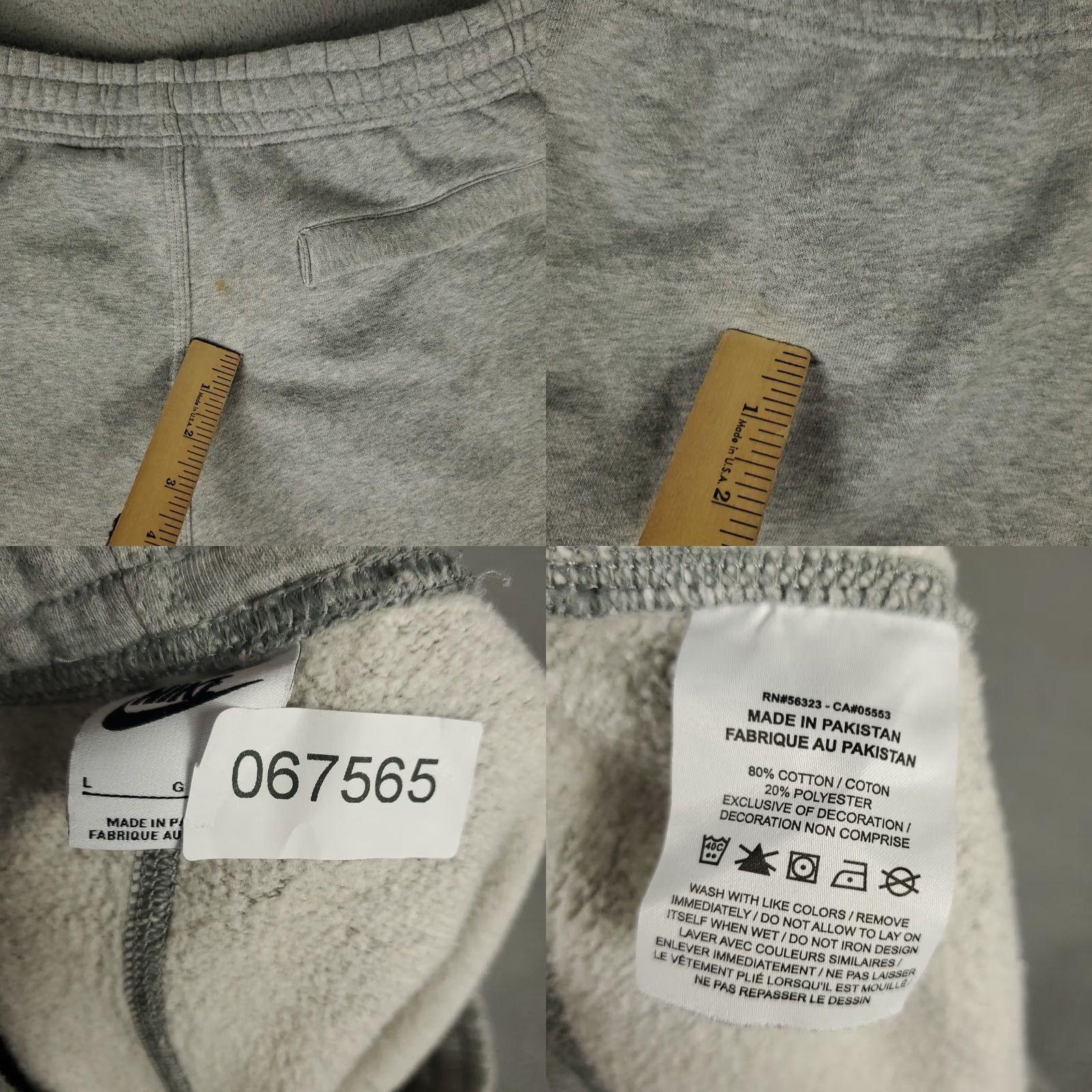 Nike Nike Pants Mens Large Gray Fleece Swoosh Fit Joggers Sweatpants Size US 33 - 8 Thumbnail