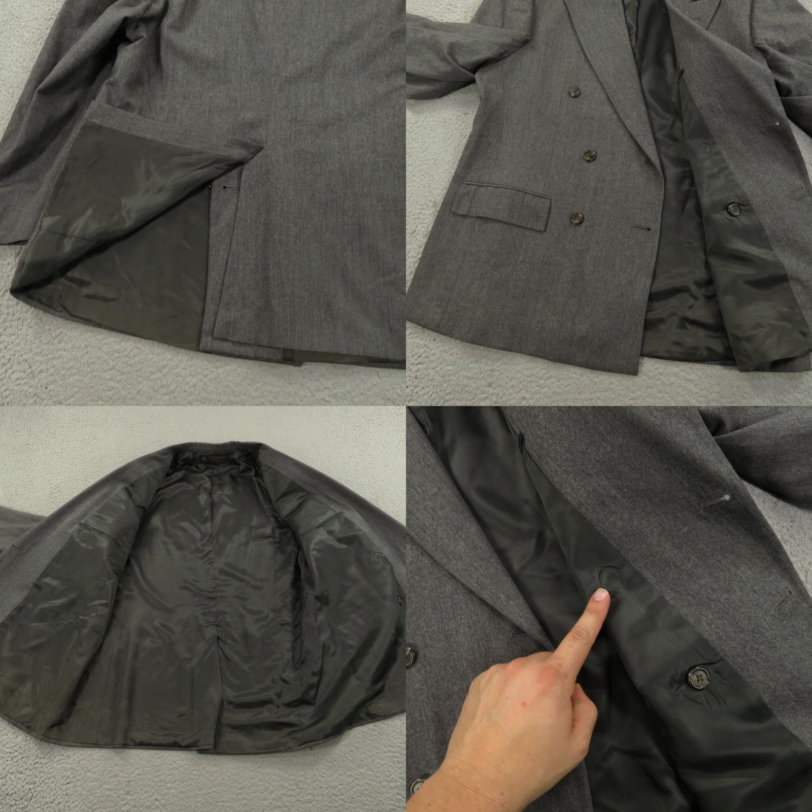 Brooks Brothers VINTAGE Brooks Brothers Blazer 42R Charcoal Wool Double-Breasted 6-Button Coat USA Mens Jacket Size 42R - 8 Thumbnail