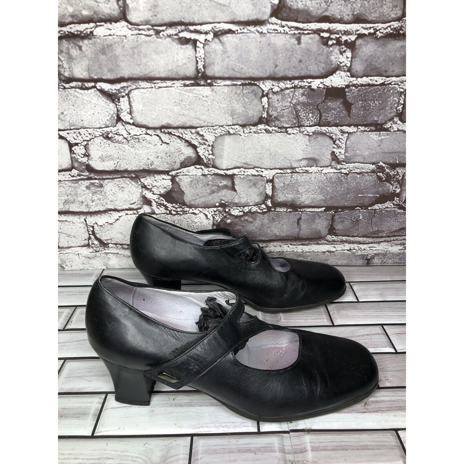 Beautiful Ful BeautiFeel Black Leather MaryJane Comfort Casual Pump Heels Size US 8.5 / IT 38.5 - 4 Thumbnail