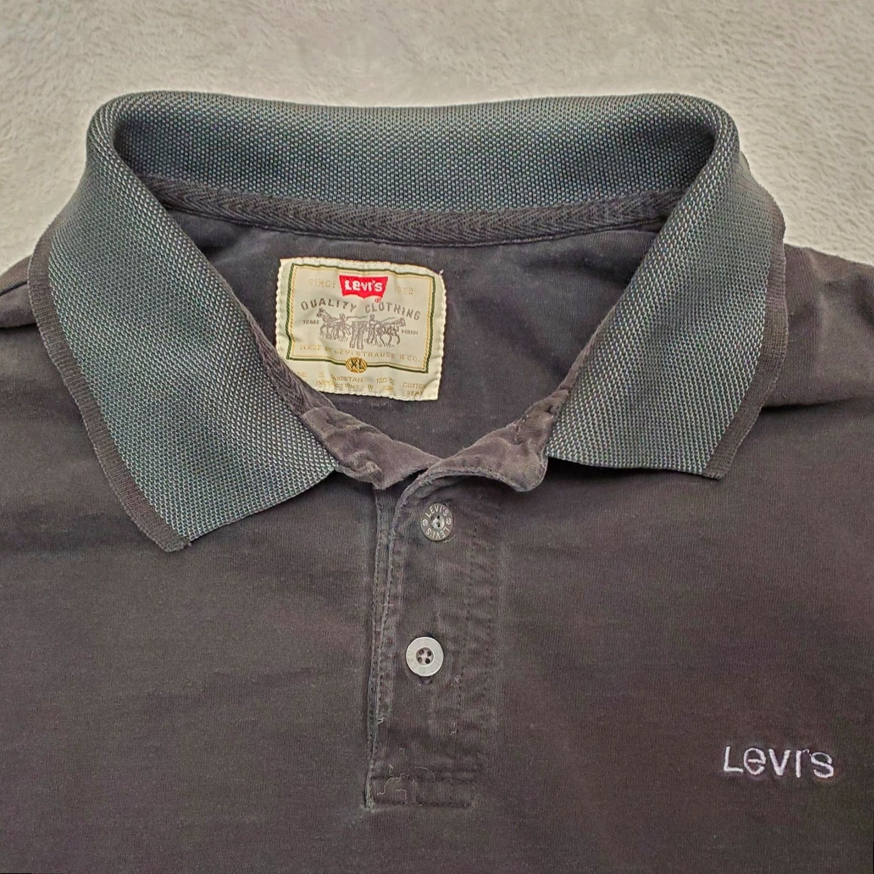 Levi's VINTAGE Levi's Shirt Mens XL Black Polo Button 100% Cotton Casual Size US XL / EU 56 / 4 - 3 Thumbnail