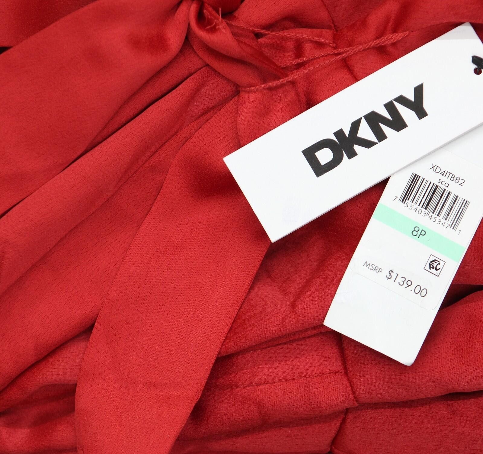 DKNY Dkny Tiered Sleeve V Neck Fit Flare Dress Xd4itb82 Red 8p Size M / US 6-8 / IT 42-44 - 3 Thumbnail
