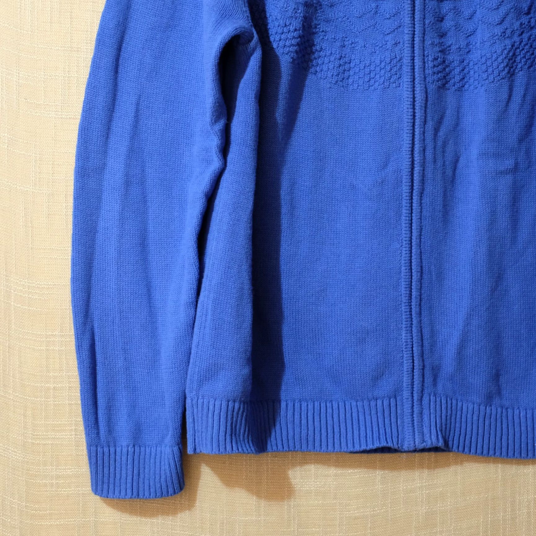 Vintage Christopher & Banks Zip Up Sweater Women's L Royal Blue Knit Full Zip Lightweight 100% Cotton Casual Autumn Winter Fall Men's? Size L / US 10 / IT 46 - 3 Thumbnail