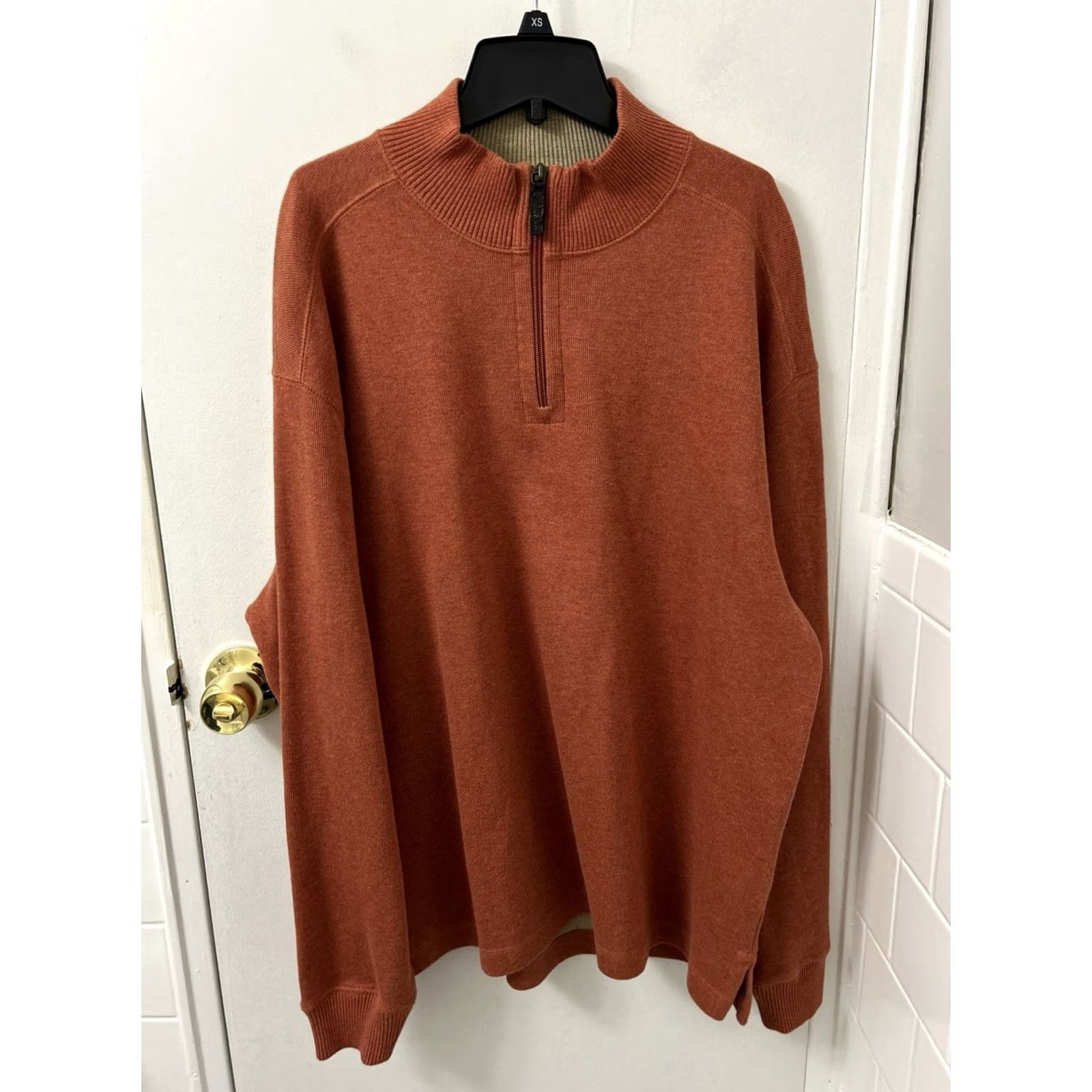 Vintage Jos A Bank 1/4 Zip Mens L Orange Knit Sweater Sweatshirt Long Sleeve Size US L / EU 52-54 / 3 - 6 Thumbnail