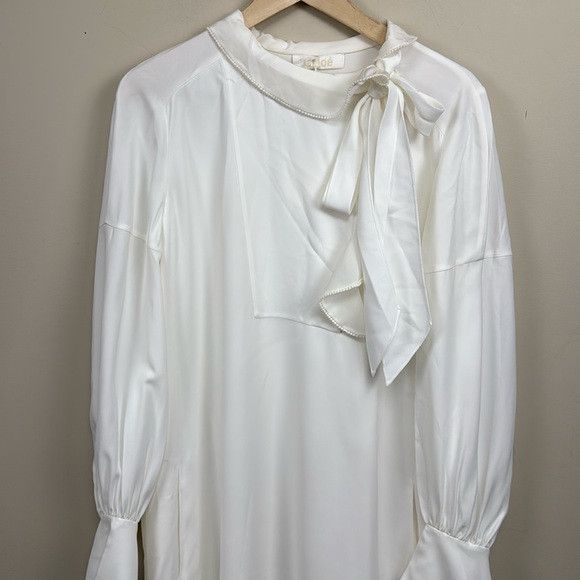 Chloe NEW CHLOE silk long sleeve white dress with ruffle neck Size M / US 6-8 / IT 42-44 - 3 Thumbnail