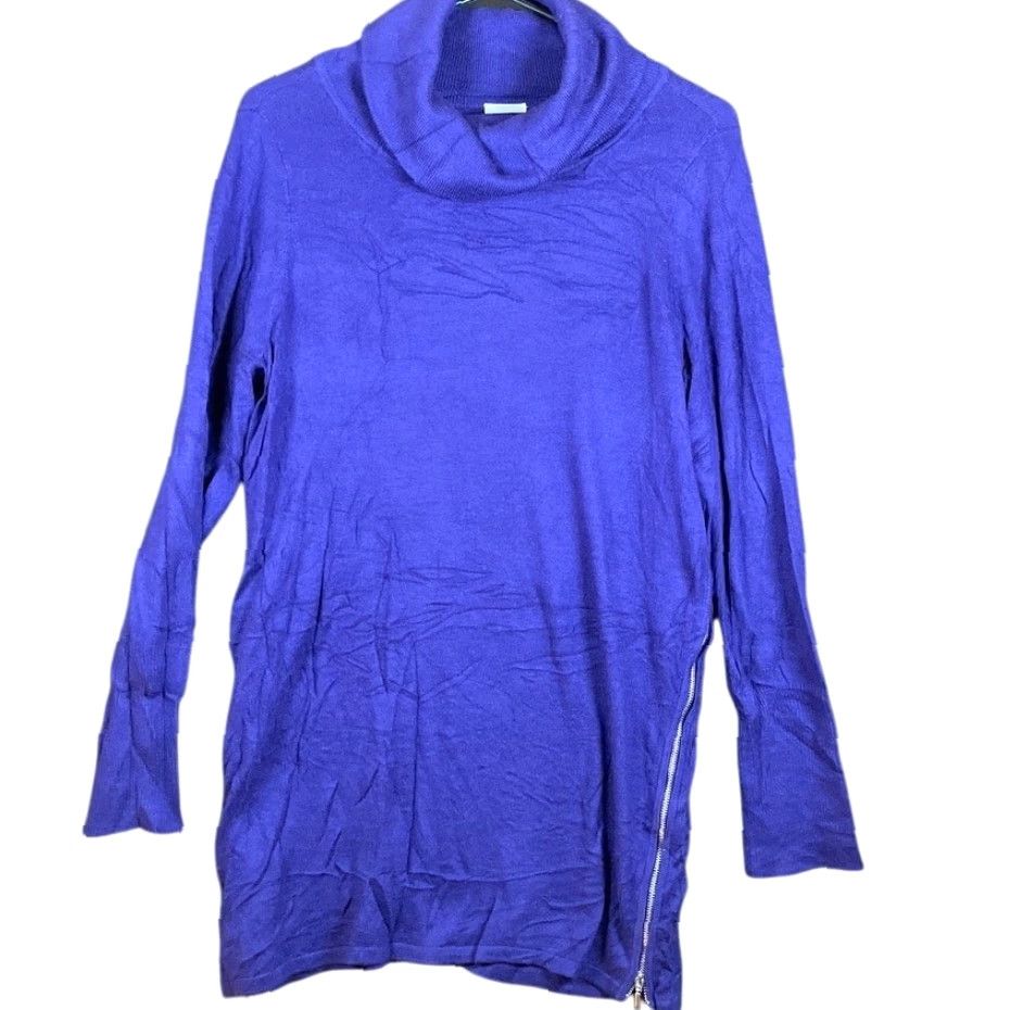 Vintage Zenergy Chicos Womens Sweater Purple Turtleneck Zipper Expand Side Stretch 1 (M) Size M / US 6-8 / IT 42-44 - 2 Thumbnail