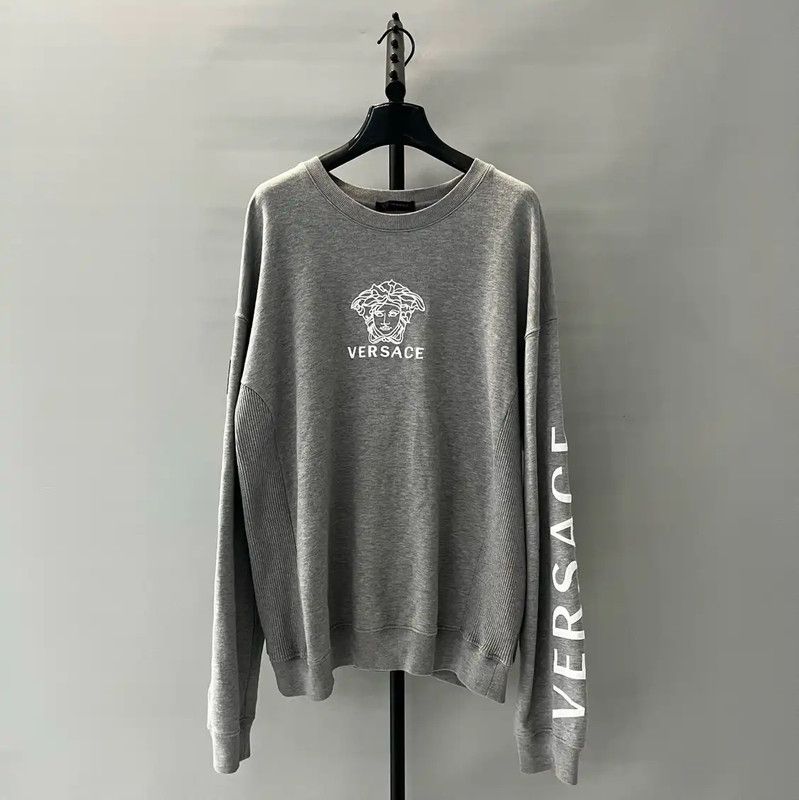 Versace Versace Gray Cotton Long Sleeve Sweatshirt 0089 Size M / US 6-8 / IT 42-44 - 1 Thumbnail