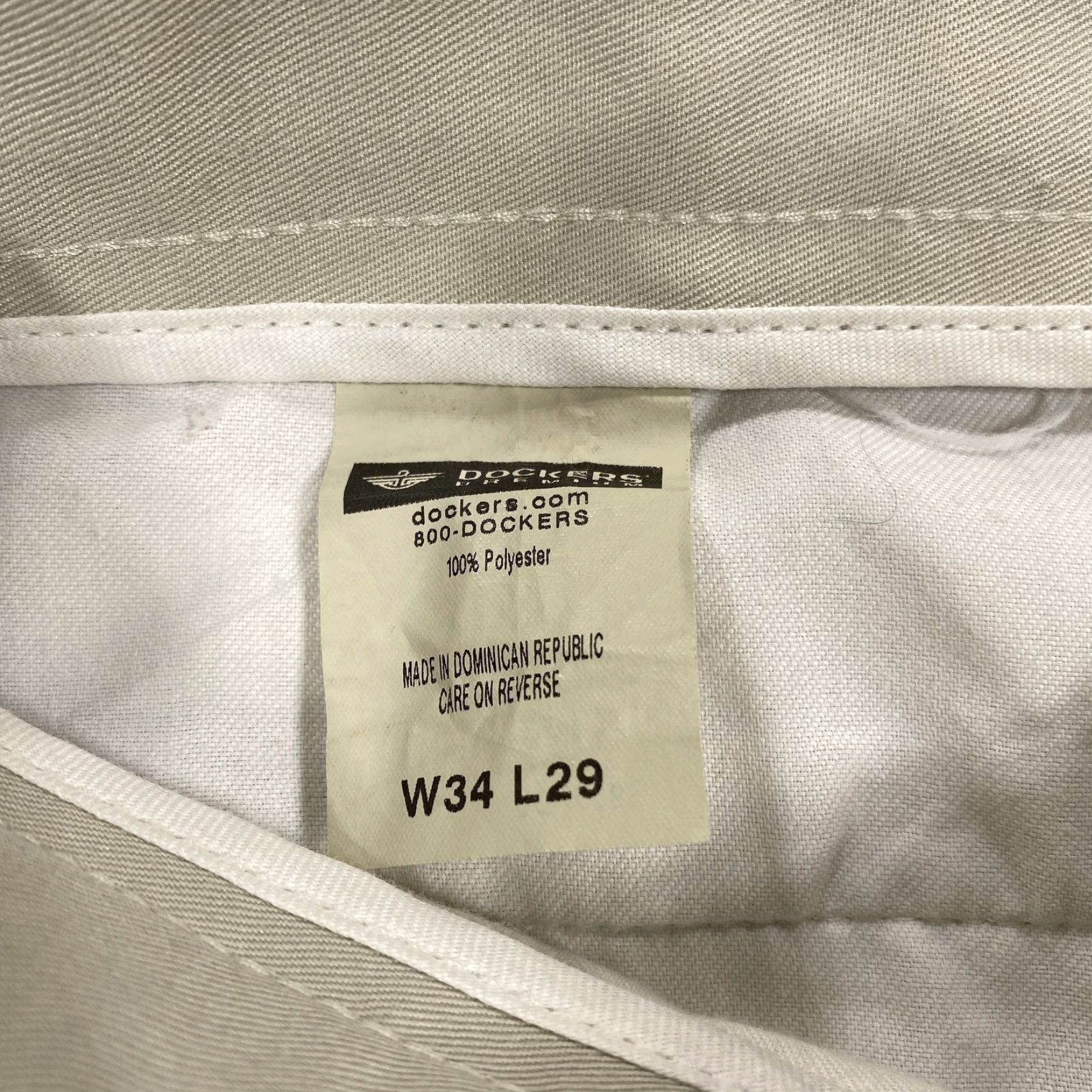 Dockers VINTAGE Dockers Premium Pants Mens 34x29 Beige Flat Front Straight Dress Slacks Size US 34 / EU 50 - 4 Thumbnail