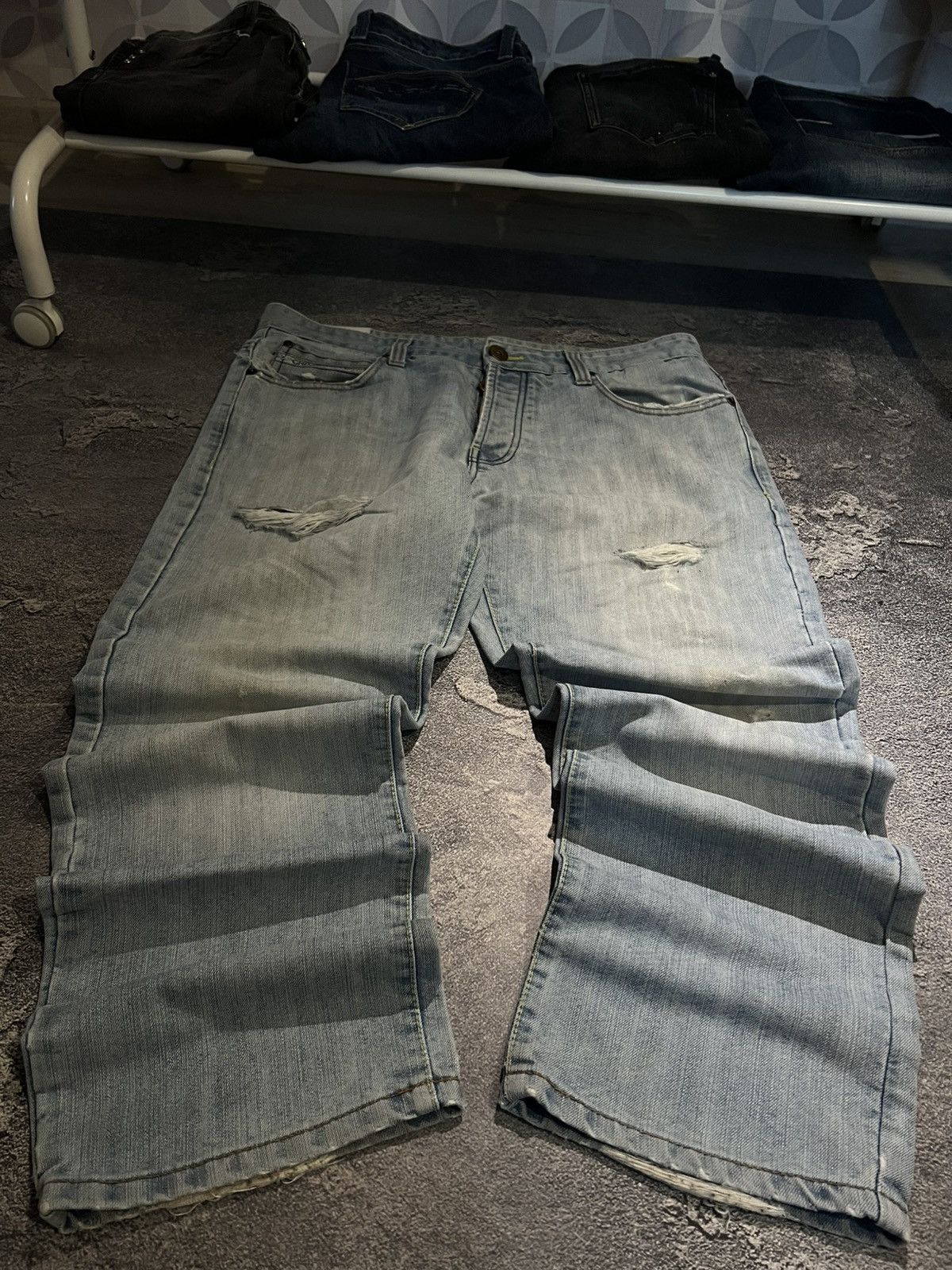Japanese Brand Distressed Shredded Vintage Y2K Jeans — Cult Japanese Denim Size US 38 / EU 54 - 1 Thumbnail