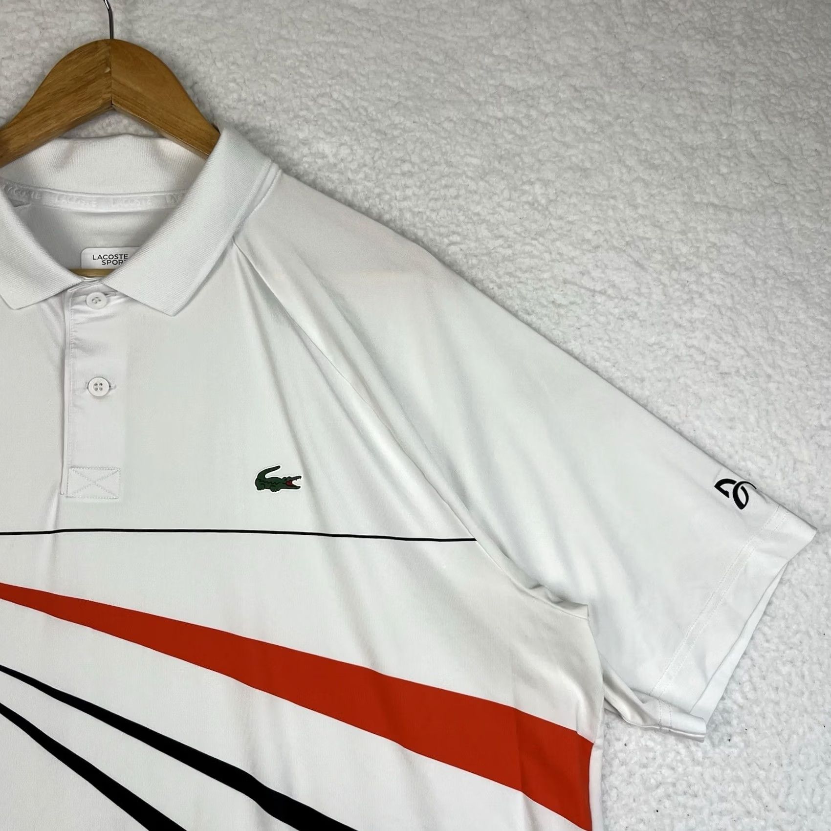 Lacoste Lacoste Sport Novak Djokovic Polo Tennis Shirt White Orange Men 2XL Size 7 Size US XXL / EU 58 / 5 - 2 Thumbnail