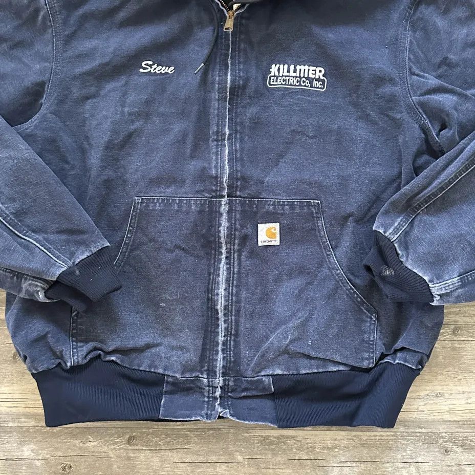 Carhartt Vintage Carhartt J131 DNY Dark Navy Hooded Jacket Size US XL / EU 56 / 4 - 2 Thumbnail