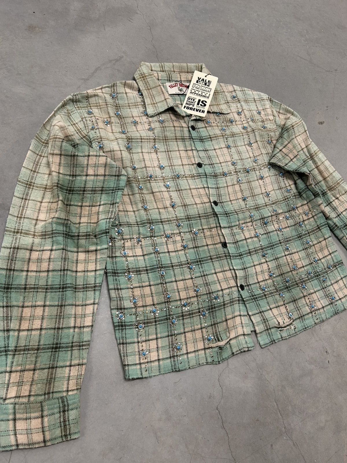 Vale Vale Forever Valley Dreams Studded Green Little Gems Flannel Size US L / EU 52-54 / 3 - 2 Thumbnail