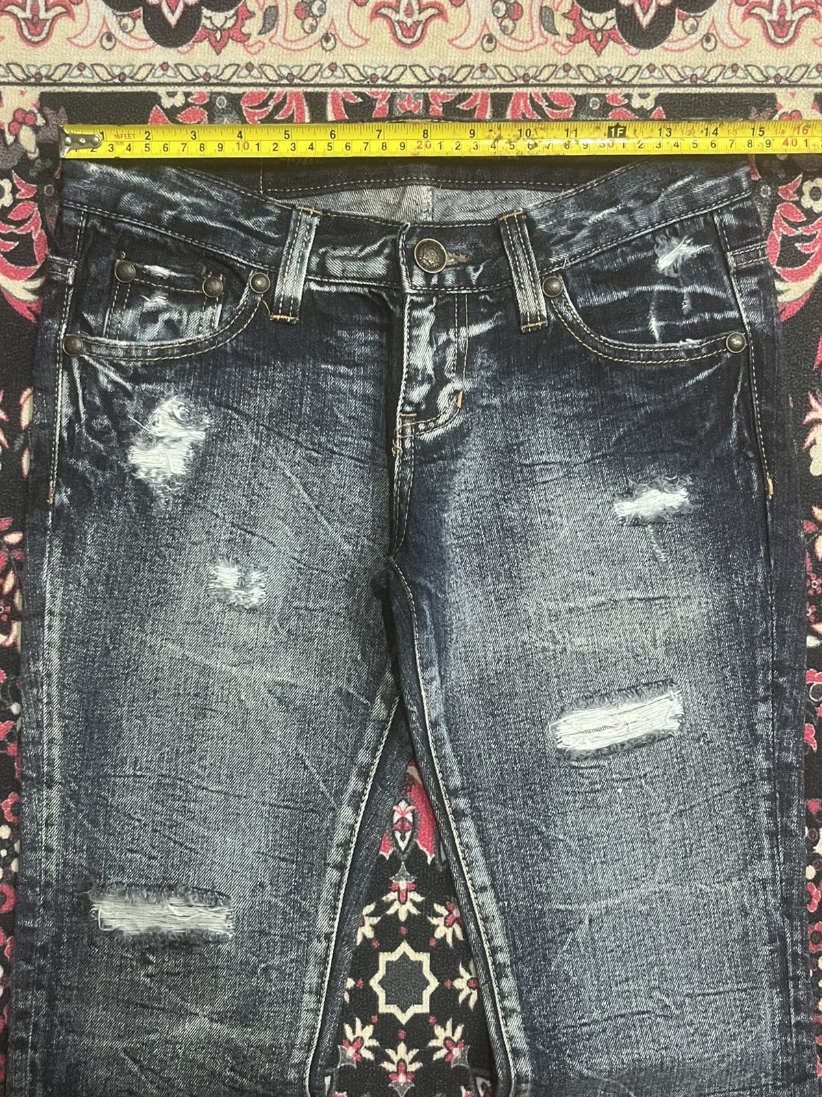 If Six Was Nine Vintage Japanese Brand Y2K Low Rise Grunge Frayed Flare Jean Size 28" / US 6 / IT 42 - 12 Thumbnail