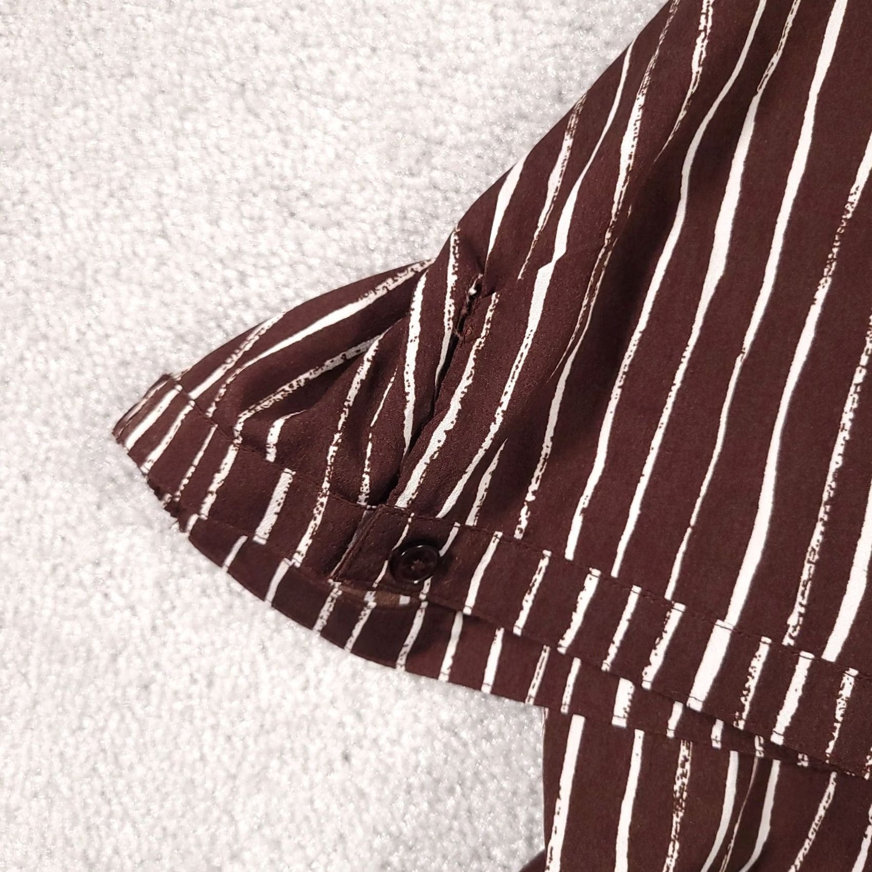 Vintage Roamans Button Up Shirt Women's 26W Brown Striped Short Sleeve Collared Casual Size 4XL / US 24-26 - 5 Thumbnail