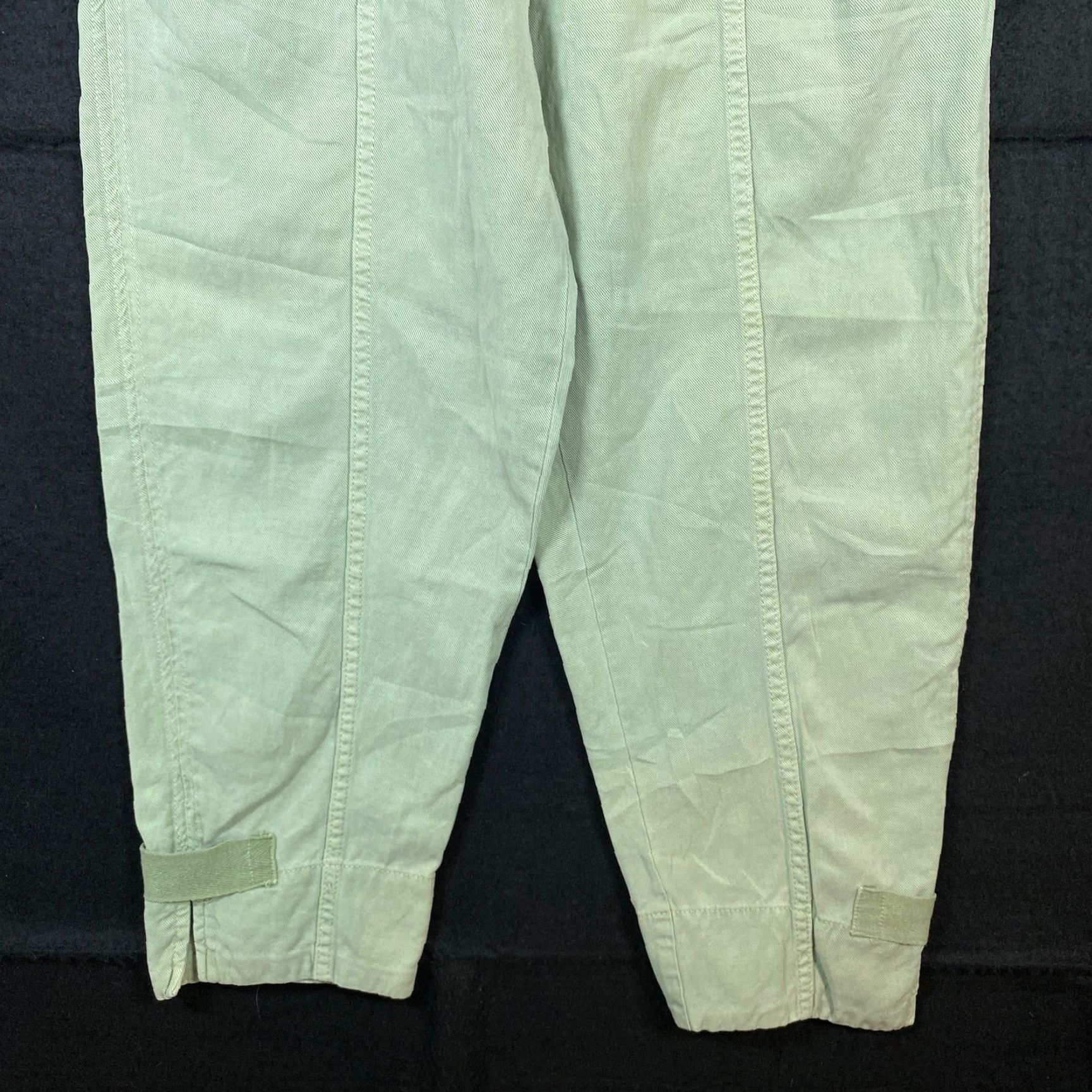 Zara VINTAGE Zara Womens Pants Green Capri Jogger Drawstring Linen Blend High Rise Stretch XS Size 27" / US 4 / IT 40 - 3 Thumbnail