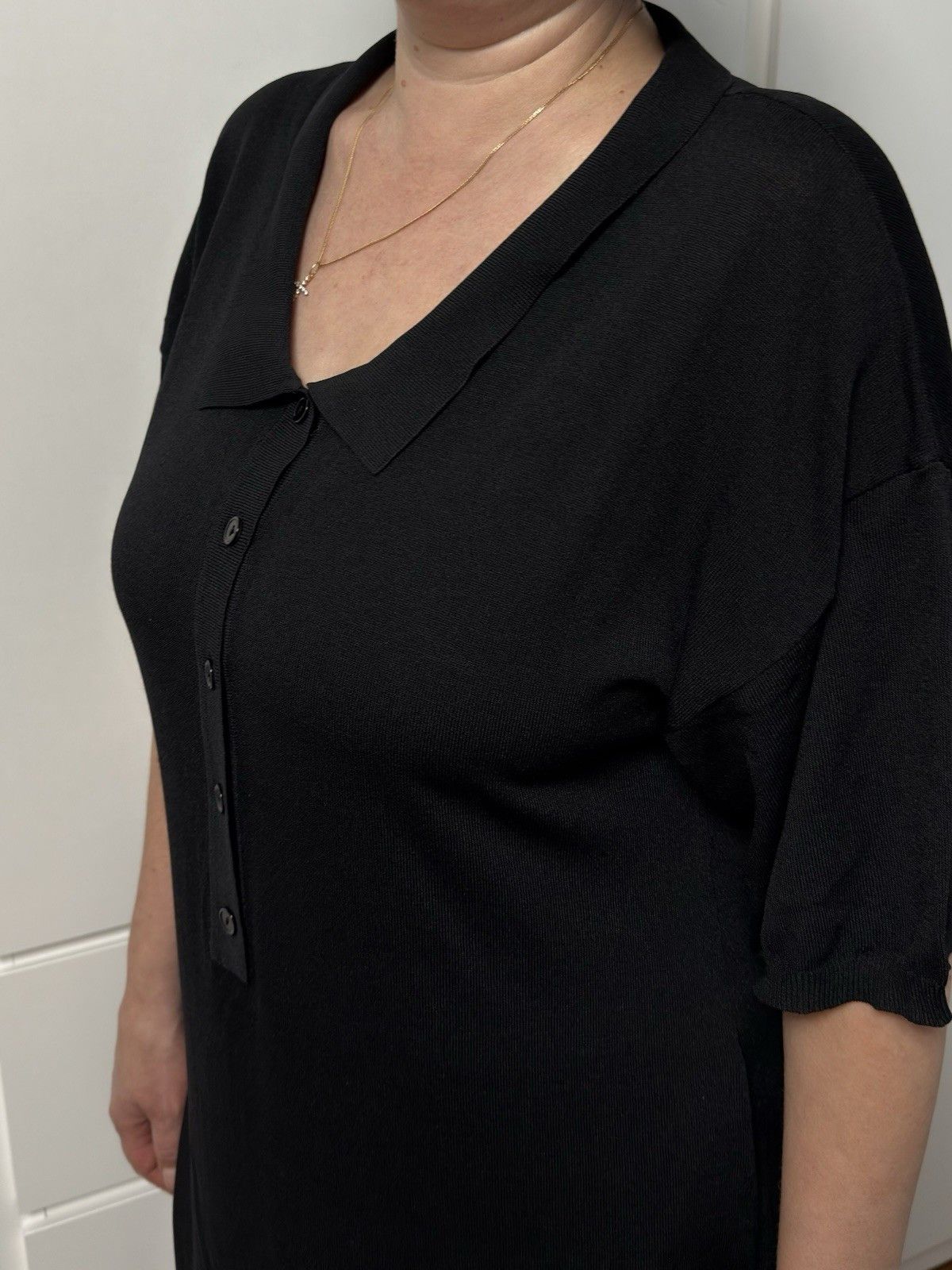 Toteme Toteme Belize Jersey Midi Knit Collared Rayon Dress Black Size S / US 4 / IT 40 - 11 Thumbnail