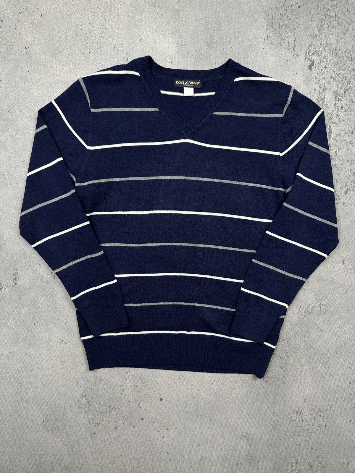 Dolce & Gabbana Vintage Dolce & Gabbana striped wool blend V-neck sweater Size US M / EU 48-50 / 2 - 1 Thumbnail