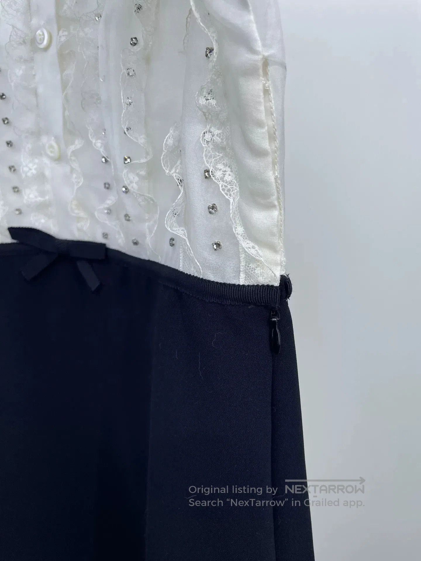 Miu Miu Miu Miu Doll Collar Rhinestone Lace Dress. Size S / US 4 / IT 40 - 4 Thumbnail