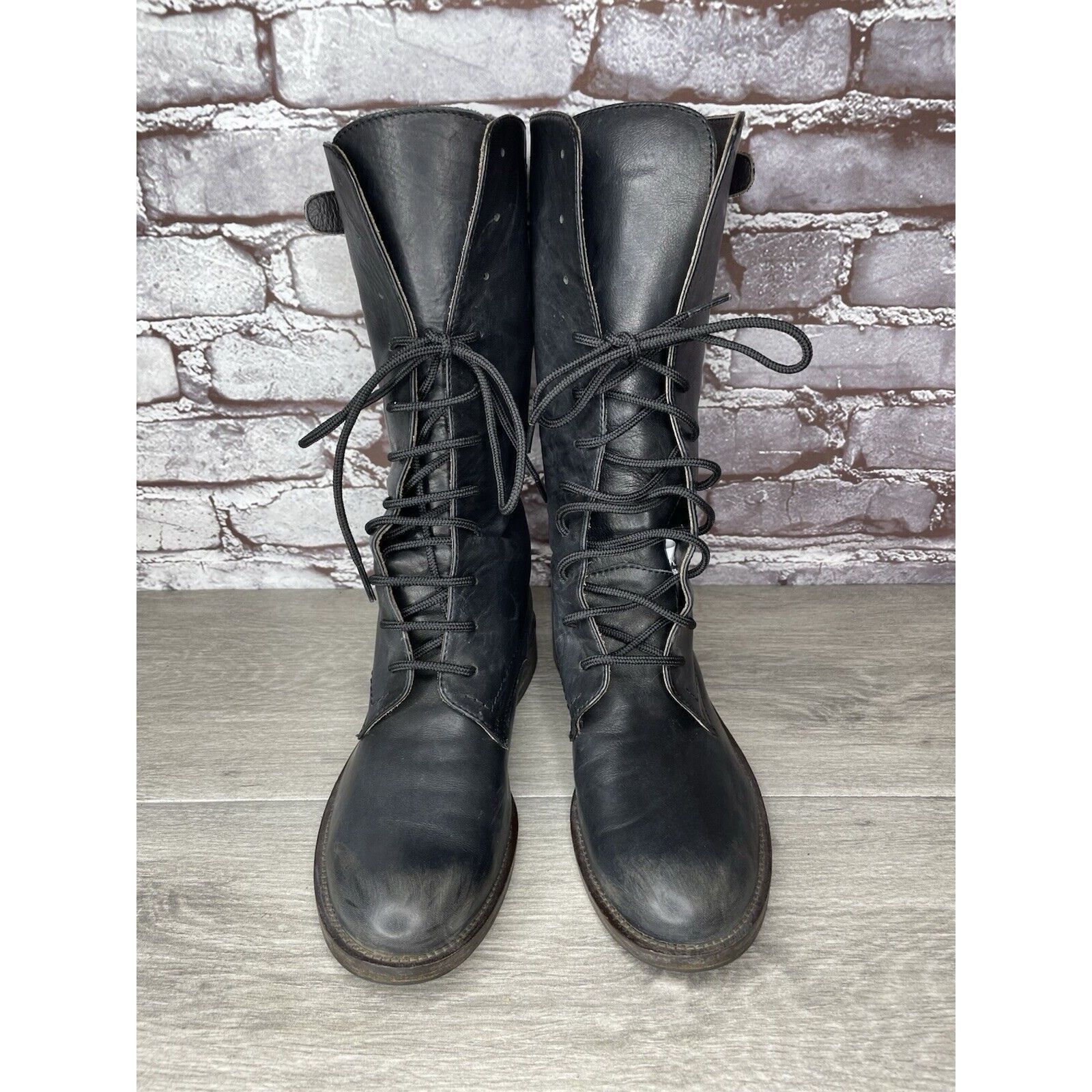 Madison Madison et cie blue Leather Combat Lace Up Buckle Boots Wome Size US 5.5 / IT 35.5 - 18 Thumbnail