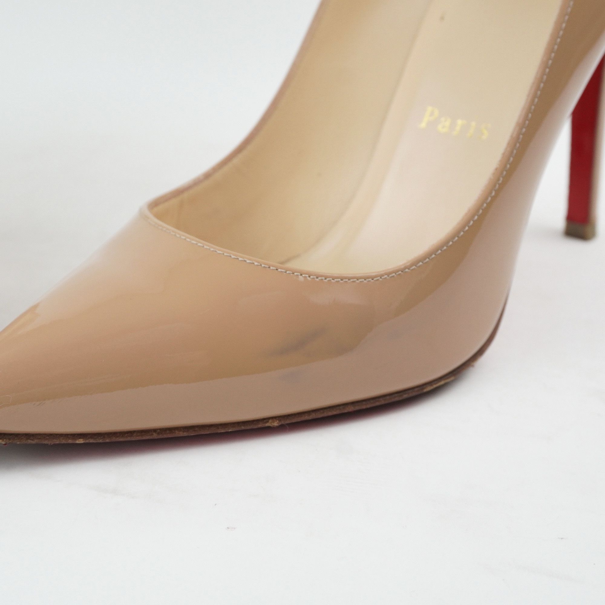 Christian Louboutin Christian Louboutin Heel Beige Pointed Toe Patent Leather Size US 6.5 / IT 36.5 - 14 Thumbnail