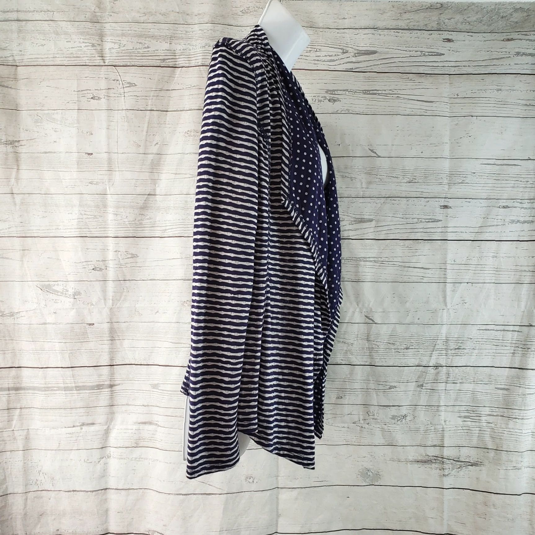 Market Market & Spruce Womens Cardigan Sz Small Blue Gray Striped Open Front Rayon Size S / US 4 / IT 40 - 3 Thumbnail