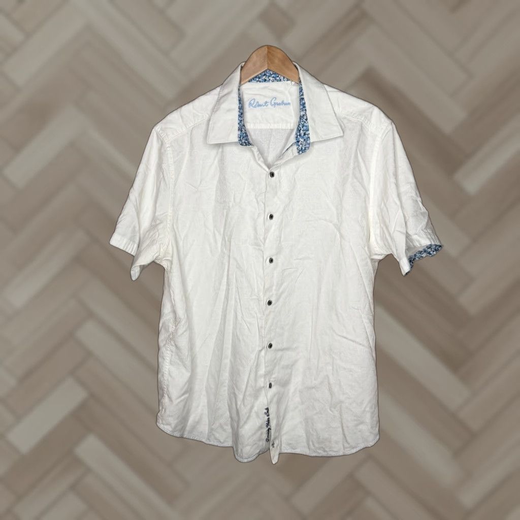 Robert Graham Robert Graham Shirt Short Sleeve Button-Down White Floral 3XL Mens Classic Fit Size US XXL / EU 58 / 5 - 1 Thumbnail