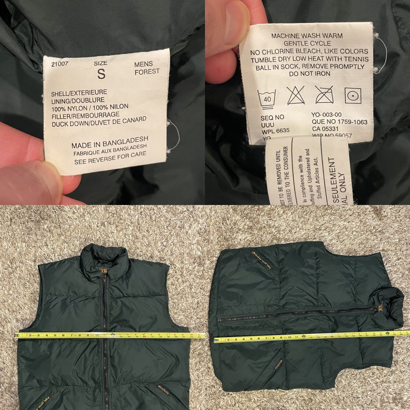 Vintage Woolrich Down Vest Mens S Puffer Jacket Nylon Green Timber Wolf Lake Outdoor Size US S / EU 44-46 / 1 - 8 Thumbnail